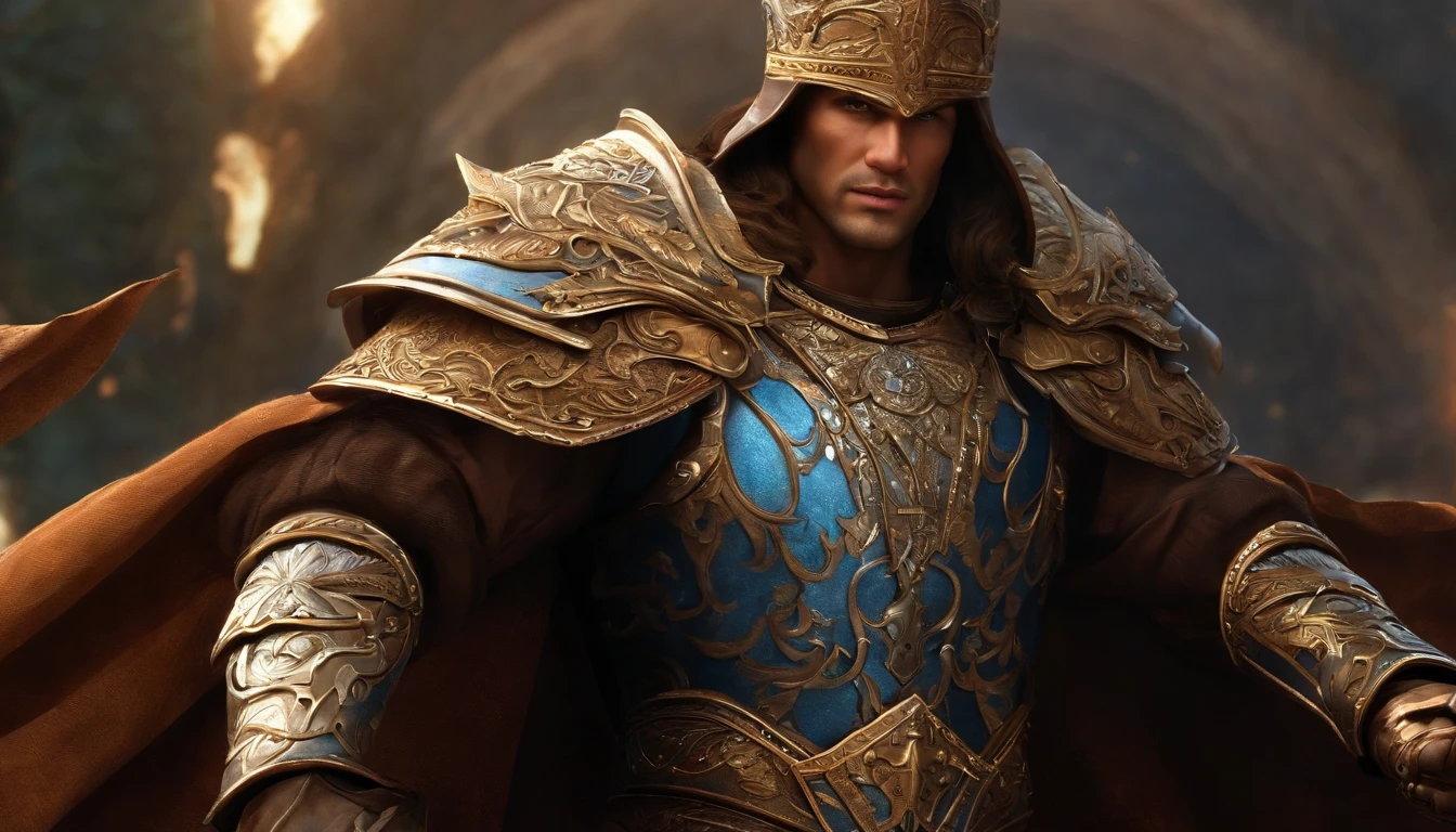 retato homem velho, hero, macho, Beautiful Epic, principie, mago, magic armor, Pintura 3D,