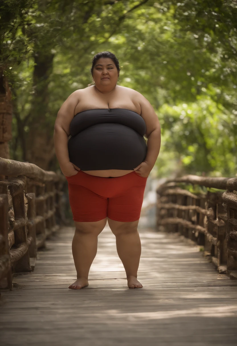 Hu Tao Gorda, brazos obesos, estomago obeso, piernas obesa, papada, gran pansa, Fat motionless, morbidly obese, mala salud, poor anatomy, gota, super gross proportions, grasa, lonjas, mal cuerpo, obesidad moribida mujer