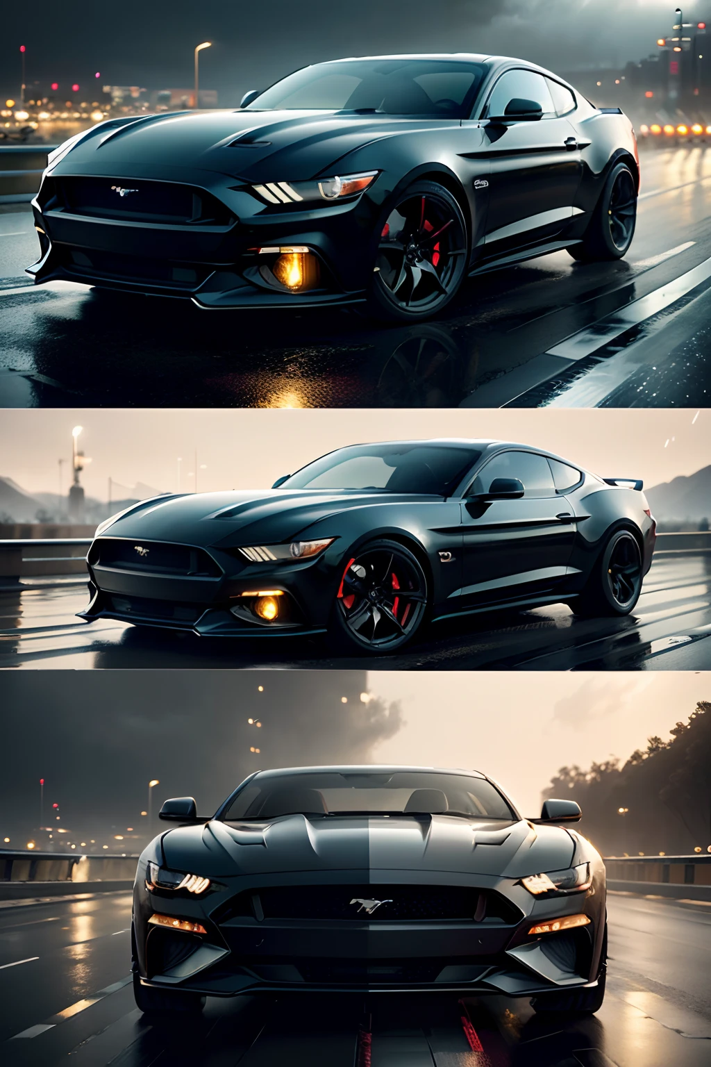 A black Ford Mustang car driving on a rainy highway with a motivational background
(best quality,4k,8k,highres,masterpiece:1.2),ultra-detailed,(realistic,photorealistic,photo-realistic:1.37),HDR,UHD,studio lighting,physically-based rendering,extreme detail description,professional,vivid colors,bokeh,portraits,landscape,concept artists,moody atmosphere, stylish, sleek design, reflective surface, raindrops on the car body, wet road, blurred lights in the background, powerful engine sound, determined driver, high-speed motion effect