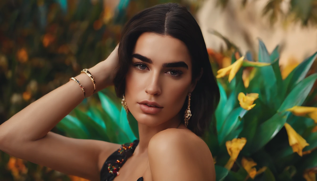 dua lipa pelada, pintura 3d, hiper realista