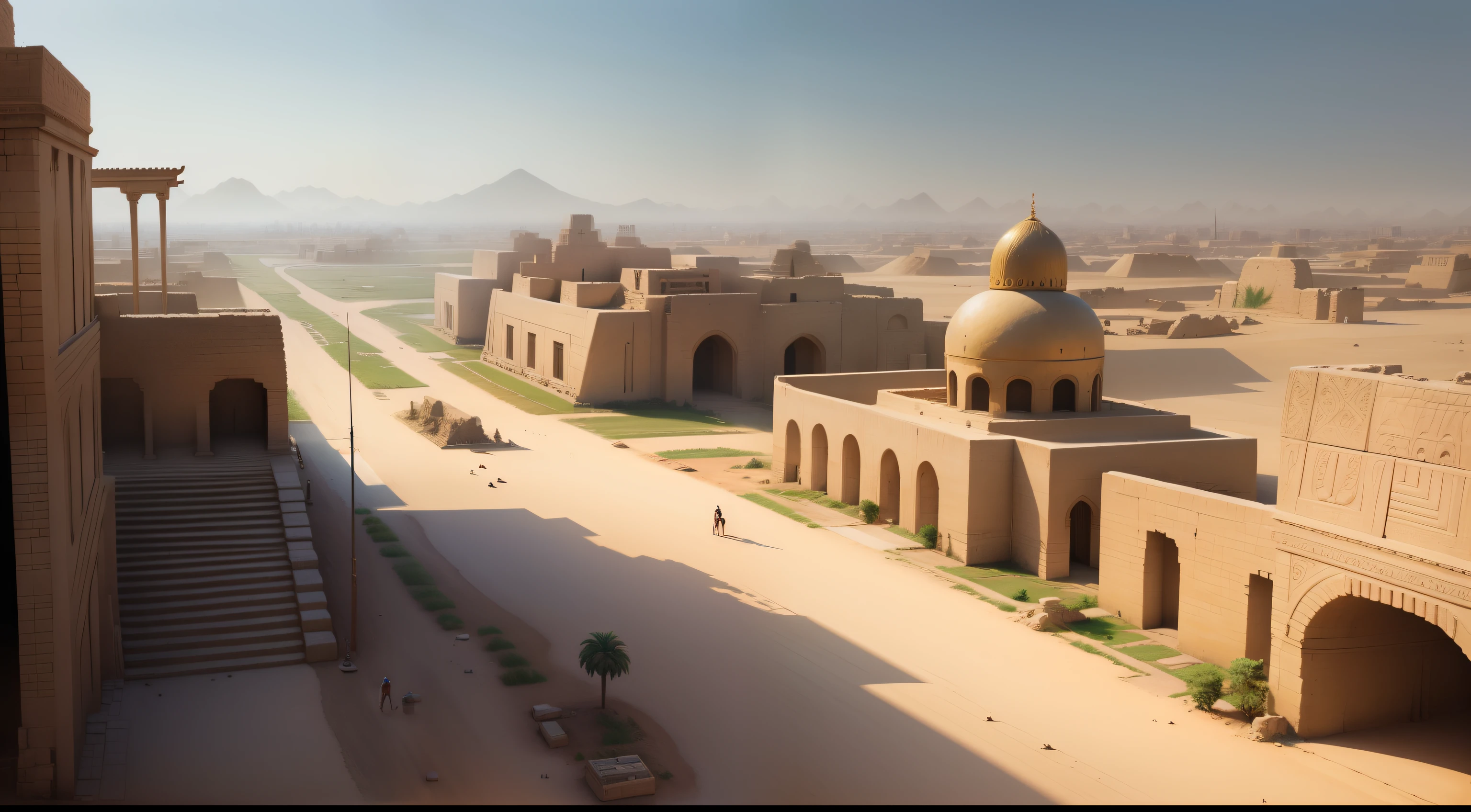 "The vibrant and bustling streets of ancient Babylon during its glorious peak. A captivating 4k image that brings the rich history to life."