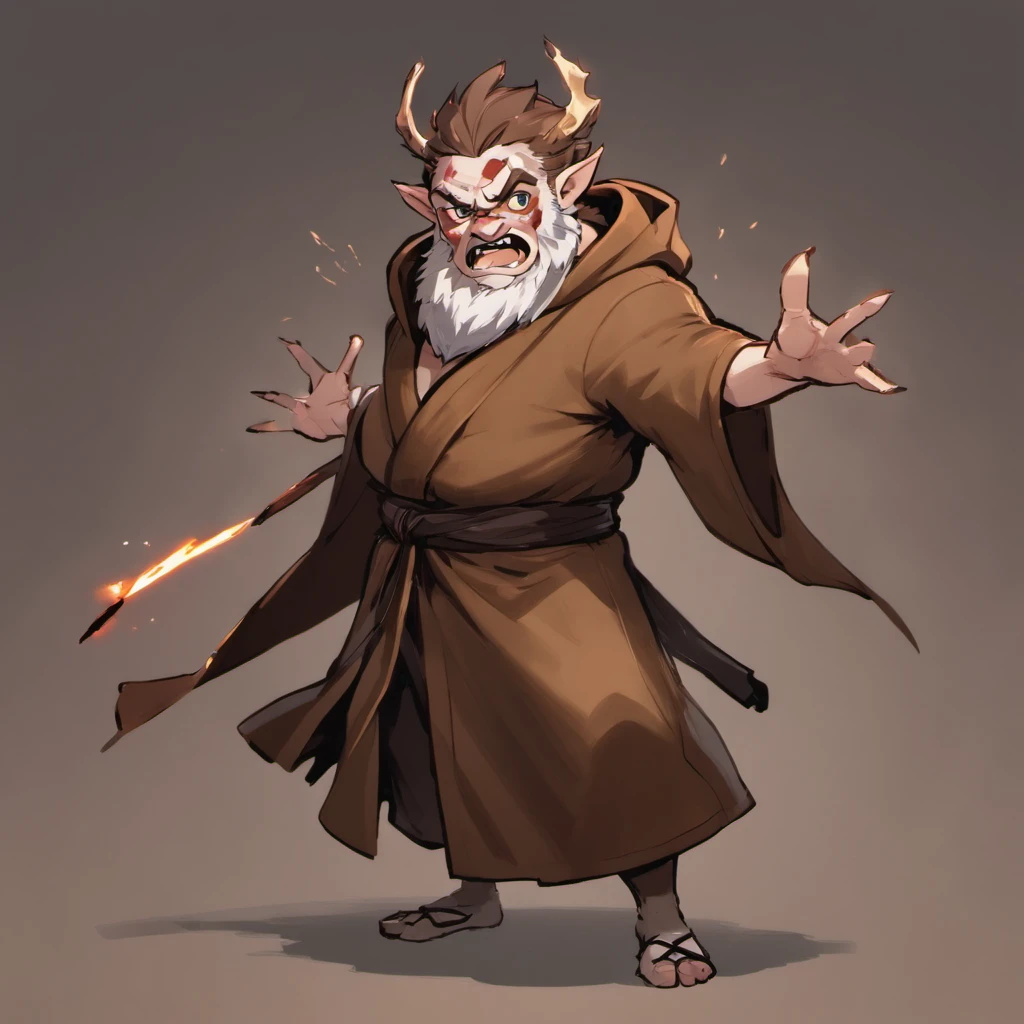 Firbolg, wearing Kenpogi, fighting robe, dark brown and brown in color, masterpiece, best quality