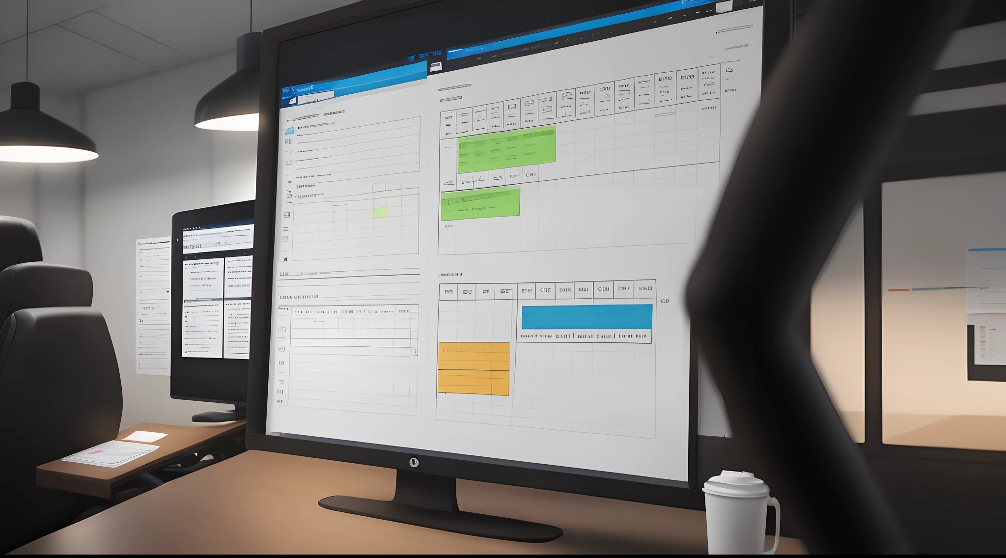 The image depicts a modern meeting room, iluminada por luz natural, where an agile sales team is gathered around a digital Kanban board. O quadro exibe colunas coloridas representando as etapas do processo de vendas: "Leads", "qualification", "negotiation" e "Fechamento". Columns are filled with virtual cards, each representing a sales opportunity and containing information relevant to tracking progress.