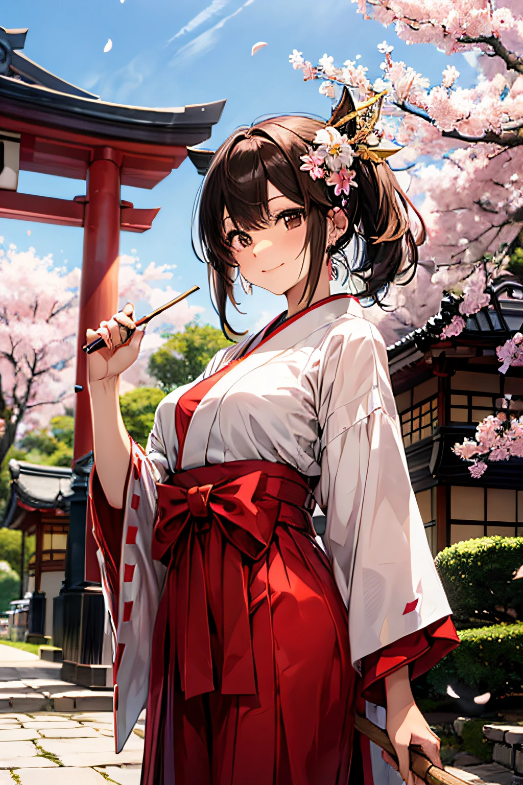 Anime girl in kimono outfit holding a fan and a fan - SeaArt AI