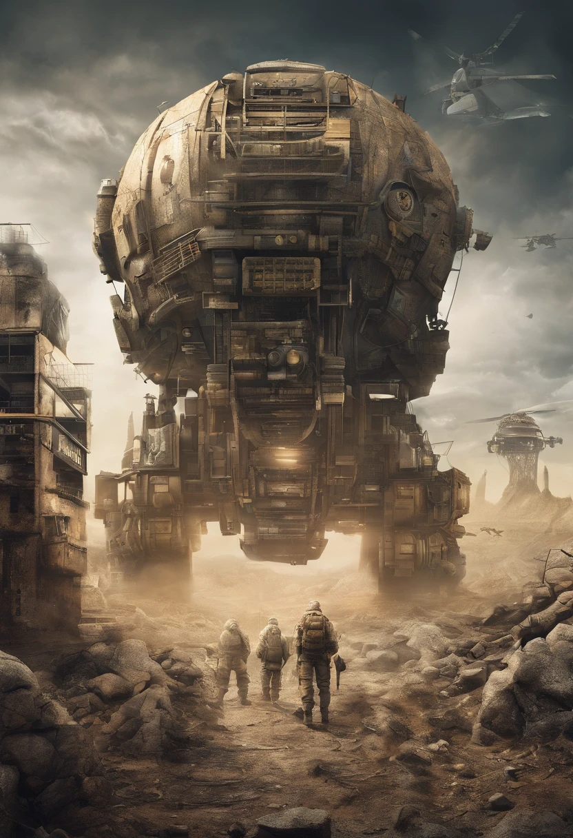 capa de livro, scientific fiction, post apocalyptic, machines, survival, ruins