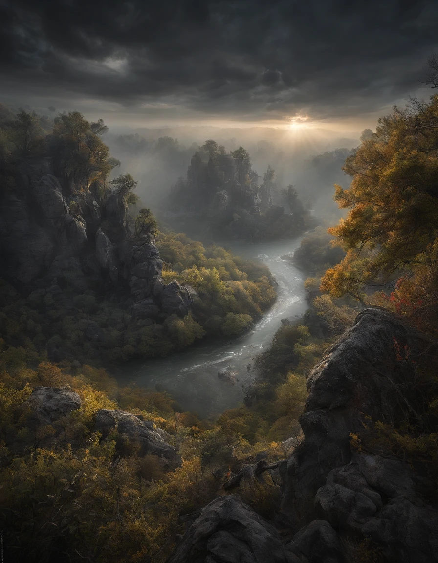 （Rizhao Jinshan）Magnificent view，Forest edge landscape photography Professional high-quality nature digital photography，Spring flowers bushes in the moonlight on a rainy night，precipice，Eau，Boulders，foggy sky，Traces of rain，Nightmare vision， Dark fantasy plot，Perfect and excellent composition，8K分辨率，the detail，Ultra-wide-angle long-range shooting，background inside dark，Jack Guzman's environmental art photography，realisticlying，cinematic compositions，Volumetriclighting，A high resolution，vividness, A detailed, stunning skies,Colorful clouds float，true to life, Pubic area is clear, flawless perfection, Digital SLR, 1024, 2048, 4096, A detailed, Sharp, best qualtiy, high qulity, absurderes，unmanned background，The is very detailed、Detailed lighting shadows，Trends on ArtStation、iintricate、high detal、dramatics、Midjourney Art（Volumetriclighting：1.2）hdr shot。（Faraway view，Super deep view，ultra-wide-angle，Microfocal length lens：1.2）（realisticlying：1.4）tmasterpiece、high high quality、Beautiful photography、globalillumination、