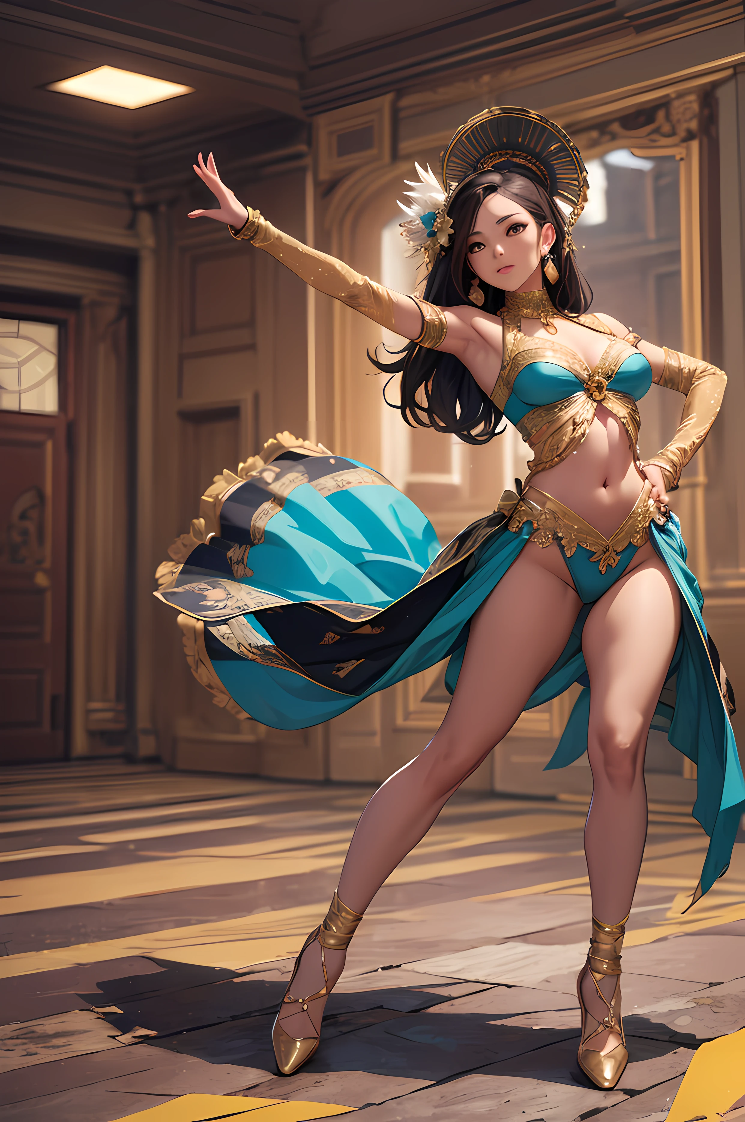 A beautiful Women, ( dancer), ((full body frame))