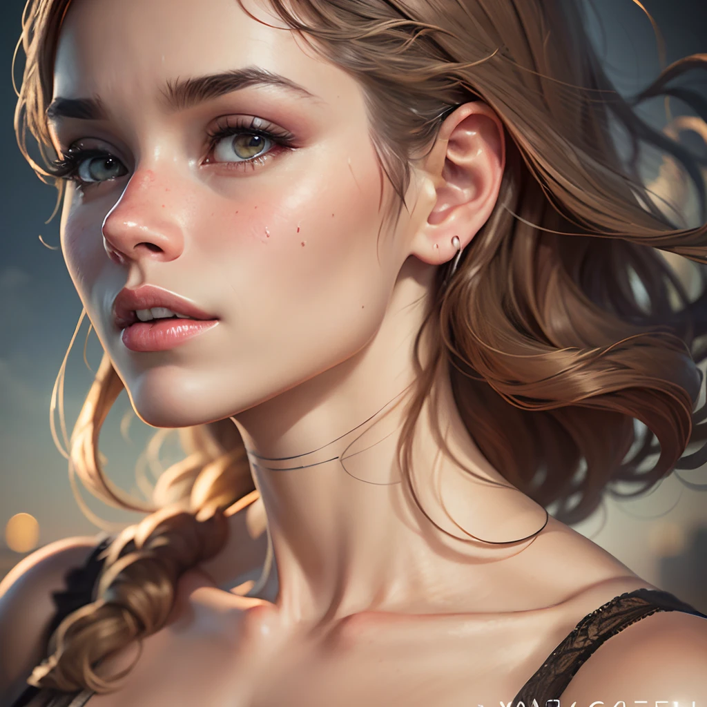Perfect, masterpiece, (best quality, highres:1.2), 1girl, naked: 1.4, beautiful detailed eyes, beautiful detailed lips, extremely detailed eyes and face, long eyelashes, medium:oil painting, vivid colors, HDR, studio lighting, ultra-fine painting, sharp focus, physically-based rendering, extreme detail description, portraits, ((organized fingers)), curvy body, big breasts, perfect shape, facing viewer, sweaty, gorgeous, cute ass,, straddling, biting lower lip
