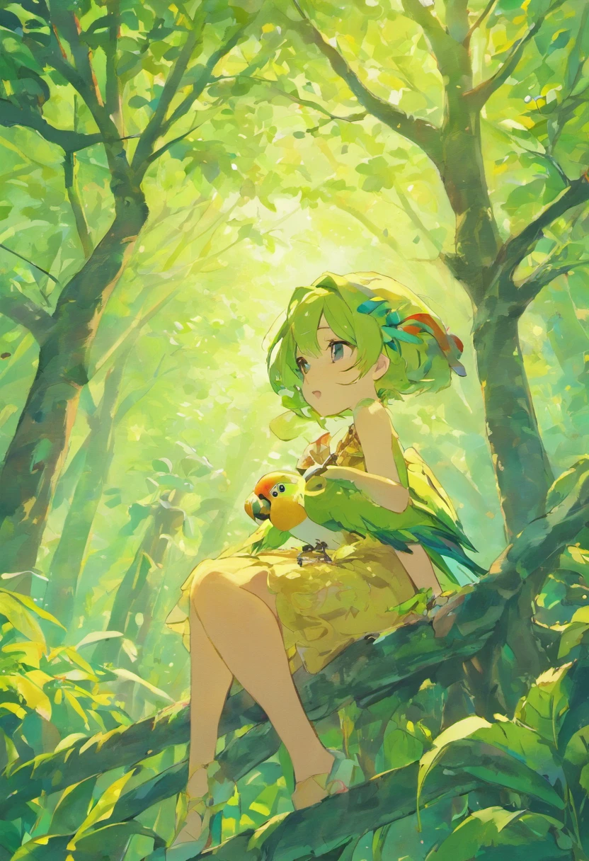 There was a parrot in the tree, papagaio cantando, lindas penas, Pintura SNES