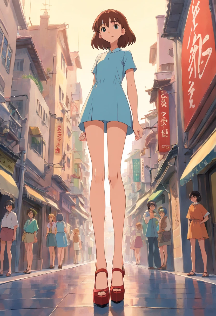 A giant girl taller than Mount Fuji、Looming、tiny buildings、Giantess anime、female、nude、tiny city、Towering、smile、Big eyes、Strong sexual desire、Real Anime Style、Real Hentai Anime、Low - Angle、Crush lots of tiny buildings、Crash、