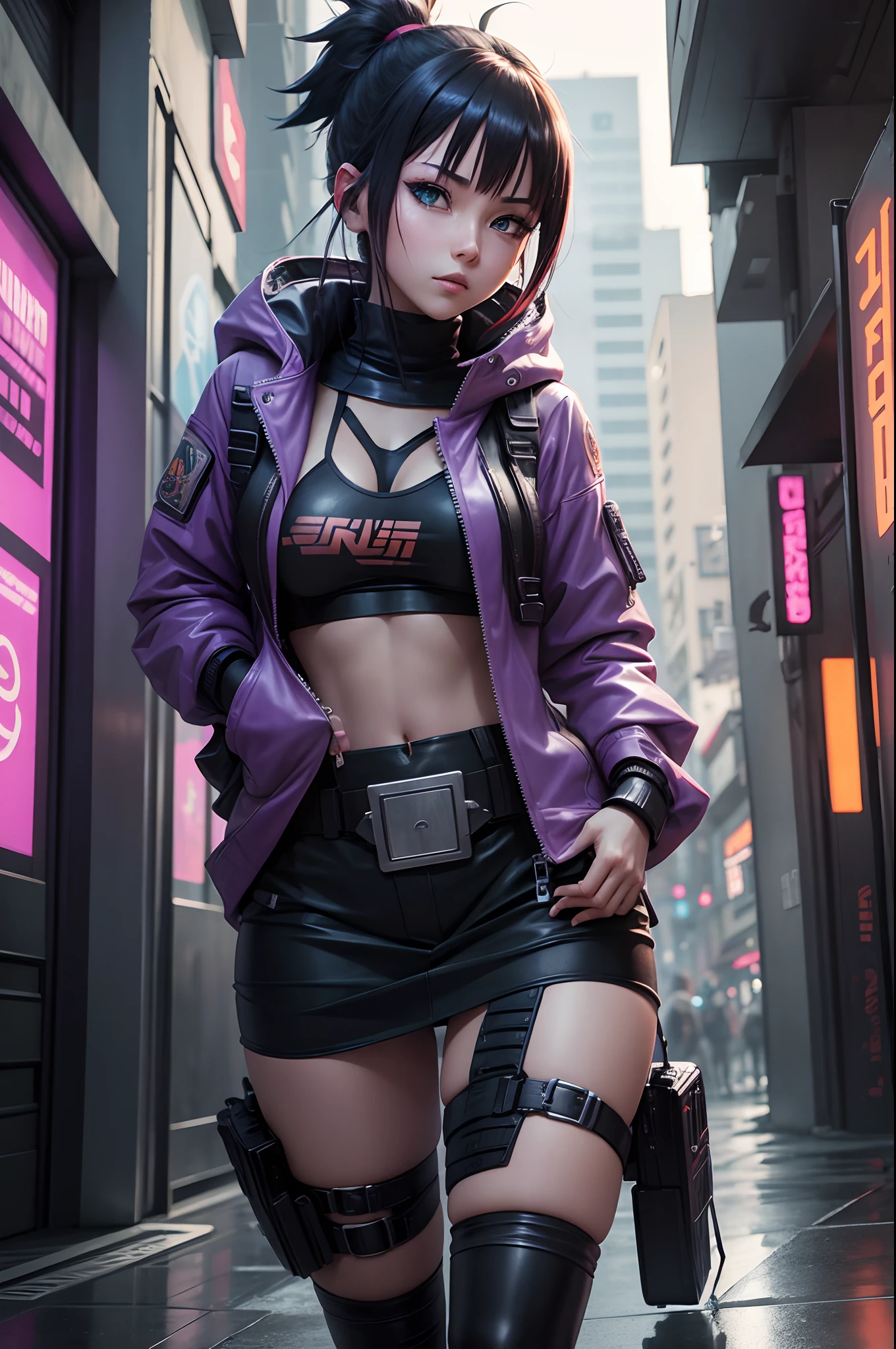 Estilo garota de League of Legends, uma mulher com cabelo roxo, mulher cyberpunk mulher anime, potas, Deusa cyberpunk raivosa bonita, estilo de arte cyberpunk, arte digital de anime cyberpunk, arte de anime cyberpunk, Film Poster, garota Retrato, arte de anime cyberpunk, arte com tema cyberpunk, cyberpunk fantasia sombria, garota de League of Legends, 1 garota, cabelo roxo e curto , cabelos curtos, garota de cabelo roxo, cabelo curto, lugar em chamas, camisa branca, jaqueta de couro vermelho escuro, lateralmente, garota em uma rua abandonada, cabelo roxo, cabelo curto, olhos cor de verdes, Pink lips, standing, ultra detalhada, obra prima, super detalhado. garota de League of Legends. Garota de cabelo roxo/violeta, garota de calsa marrom, blusa branca, jaqueta de couro vermelho escuro, estilo uma garota de Resident Evil em um lugar em chamas, spark, esferas de luz, Film Poster, League of Legends, estilo de Liga das Lendas, Vi de arcane em uma cidade abandonada, Everything is burning, fogo por toda parte, garota de cabelo roxo,  cabelo curto 