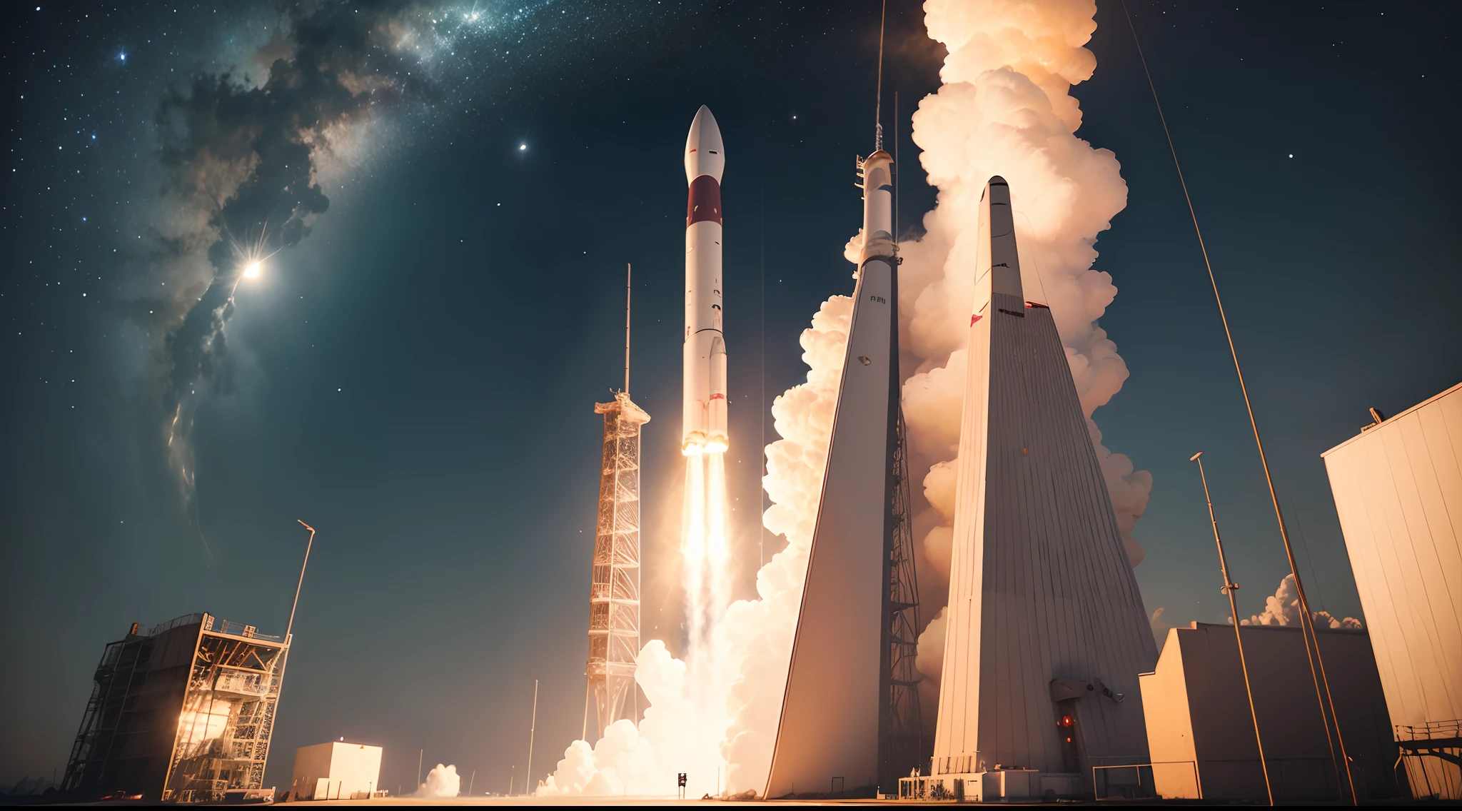 Launch of a rocket from the Moon at night, as realistic as possible