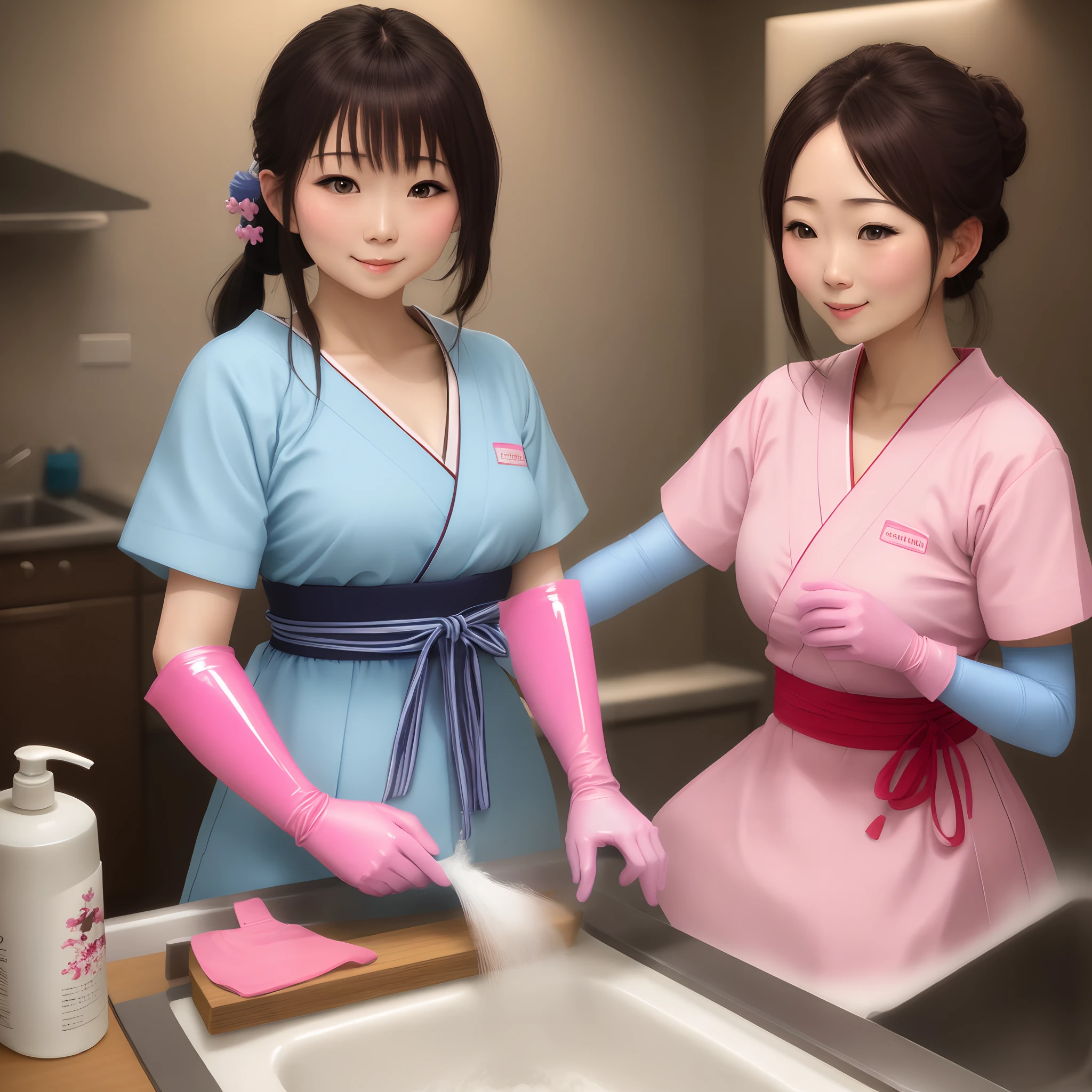 Beautie　Pink rubber gloves　washing
Japanese