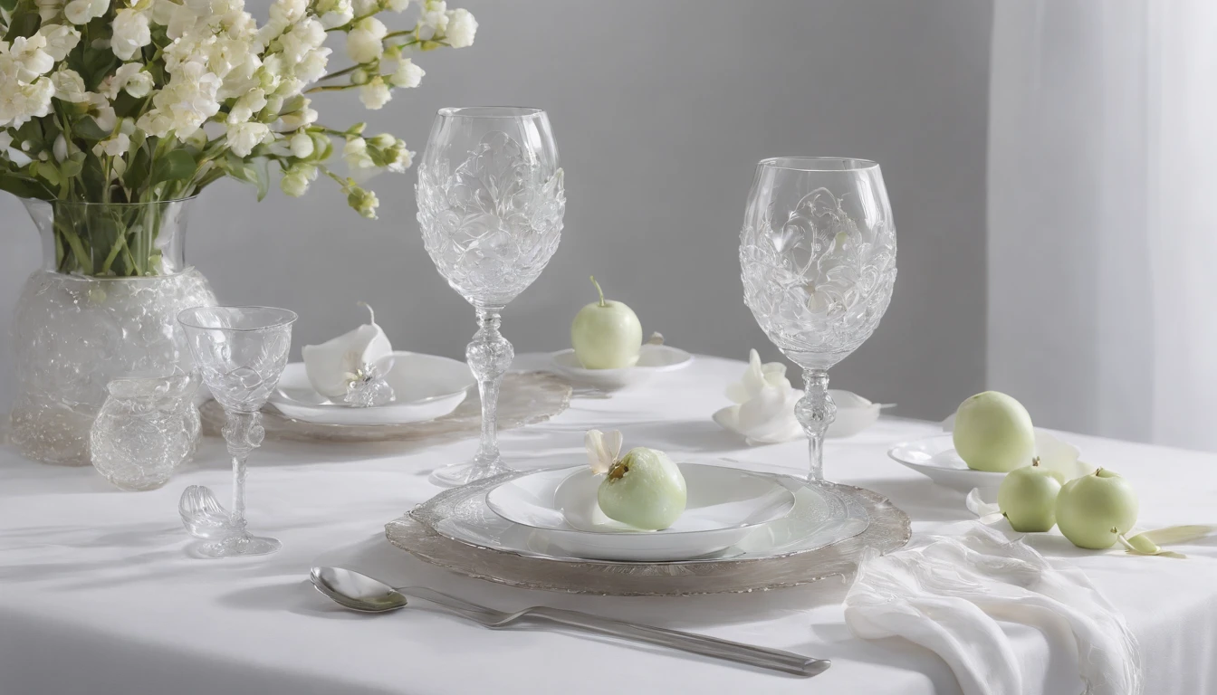 (Best quality,4K,8K,A high resolution,Masterpiece:1.2),Ultra-detailed,Amazingly beautiful table set,Delicate flower arrangement,Natural lighting,Golden candlelight,Soft and warm color palette,Inviting atmosphere,Homely,Simple and elegant,Harmonious composition,Meticulous attention to detail,subtletextures,Tastefully furnished,Translucent glassware,Delicious fresh fruit,Crystal clear water droplets on the fruit,Crispy and juicy,Refreshing,Lovely scent of flowers and fruits,Exquisite porcelain dinner plate,Smooth and glossy surface,Vintage silverware,Exquisite and gorgeous design,Romantic and cozy atmosphere,Relaxing and comfortable,serenity and calm,Healthy and inviting,Elegant pleats and curtains,Rich brown color,Subtle shadows and highlights,soft natural lighting,A soothing and peaceful atmosphere,A central ornament made of vibrant seasonal flowers,Delicate buds and flowers,a faint fragrance in the air,The petals are beautifully arranged,Soft and natural texture,A warm and inviting color palette,Authentic and rustic elements,Crimson wine,Crystal clear wine glasses,Bubbles that surface,Candlelight reflection,glittery,Cleavage is seductive,Green leaves and green leaves,Add a touch of freshness and nature,Lovely contrast between greenery and fruit,Symbolizes abundance and vitality,A feast for the senses.in a panoramic view,deep colour