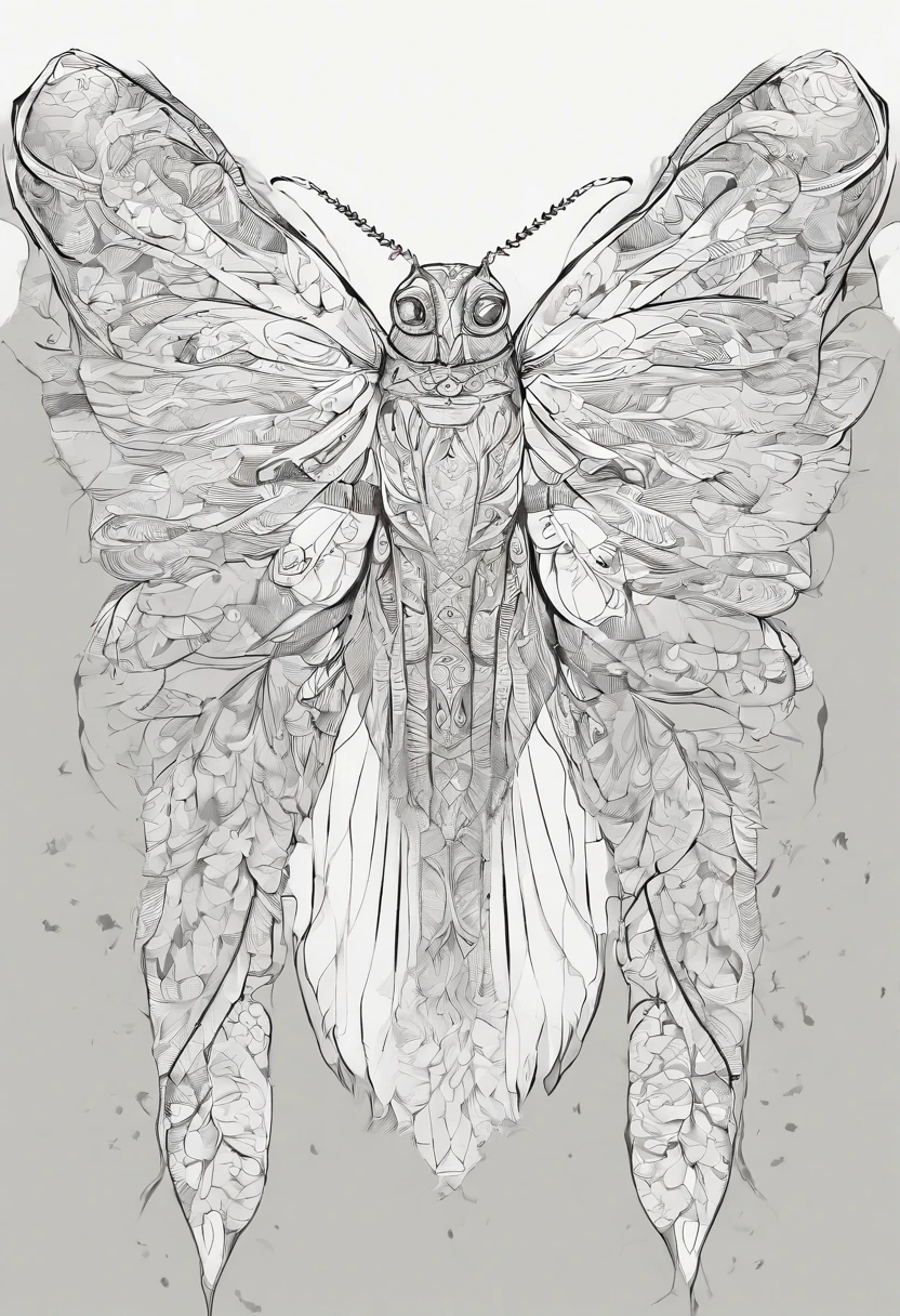 moth wings, white skin, wearing chongsam, grey hair, orange eyes, holding dagger, dark theme, forest background