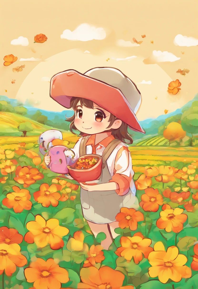 HD graphics, hight resolution, A farmer in a heart-shaped field, Examine the seeds you have sown