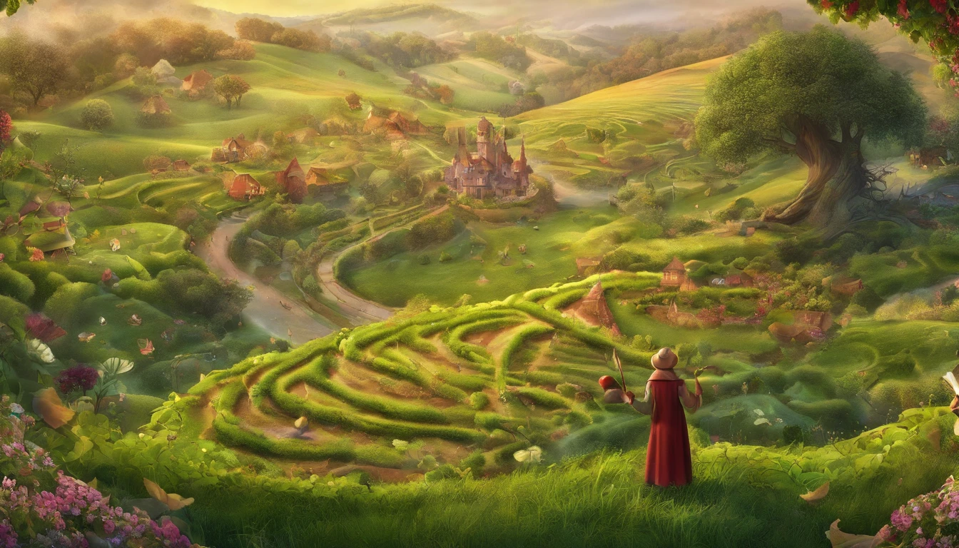 HD graphics, hight resolution, A farmer in a heart-shaped field, Examine the seeds you have sown
