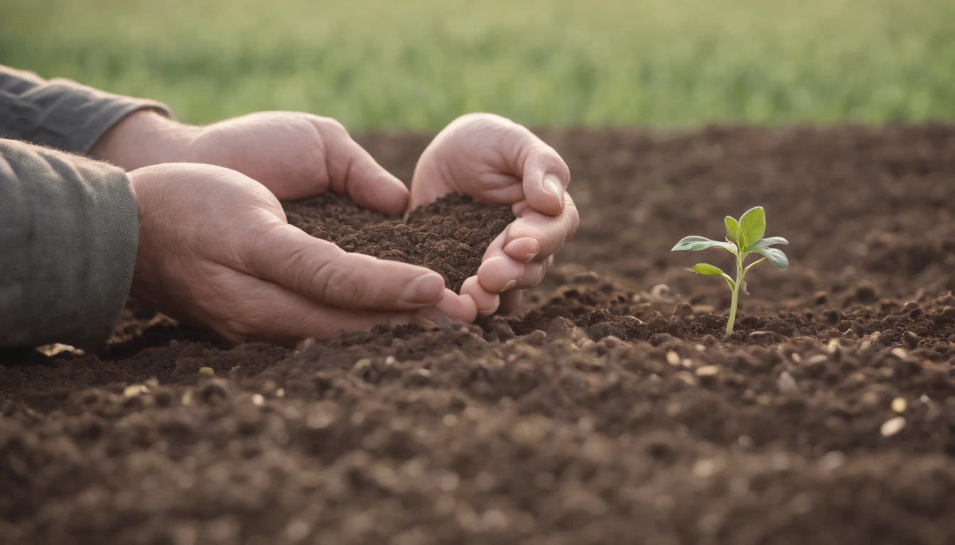 manos perfectas .Hands together holding a small plant in fertile soil, Sostenibilidad ambiental, Fomentar el crecimiento, Concept of ecological awareness. Closeup
