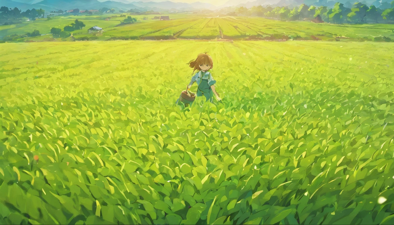 HD graphics, hight resolution, A farmer in a heart-shaped field, Examine the seeds you have sown