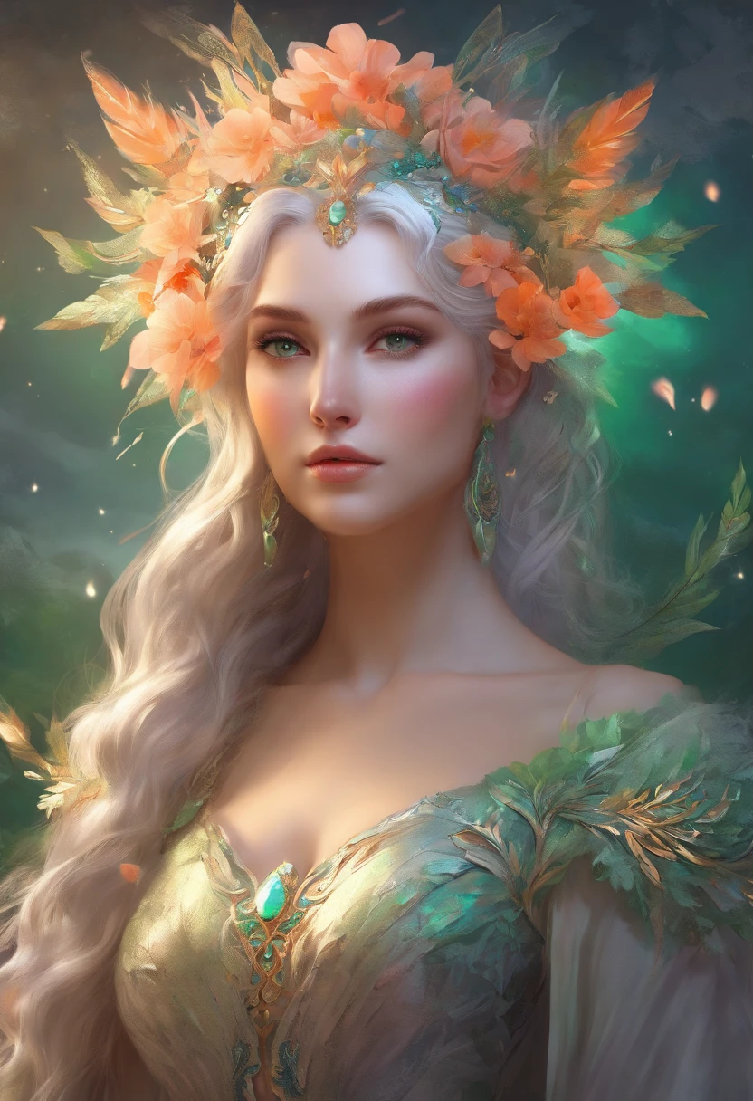 Vintage style fantasy, Masterpiece, Magnificent art, Best quality, 1girll, Close up girl Nordic princess, Scandinavian mountains, Winter weather, symmetrical and hyper detailed face, Silky skin like peach silk, Energetic and aggressive green eyes, Gray hair is messy,All the way to the waist, Sculptural body, (spark of light: 0.7), Adobe illustration, Trand on Artstation, 8K, HD, hyper HD, Cool soft lighting, --q 500 --s 100, -((( Worn out,toppless)))