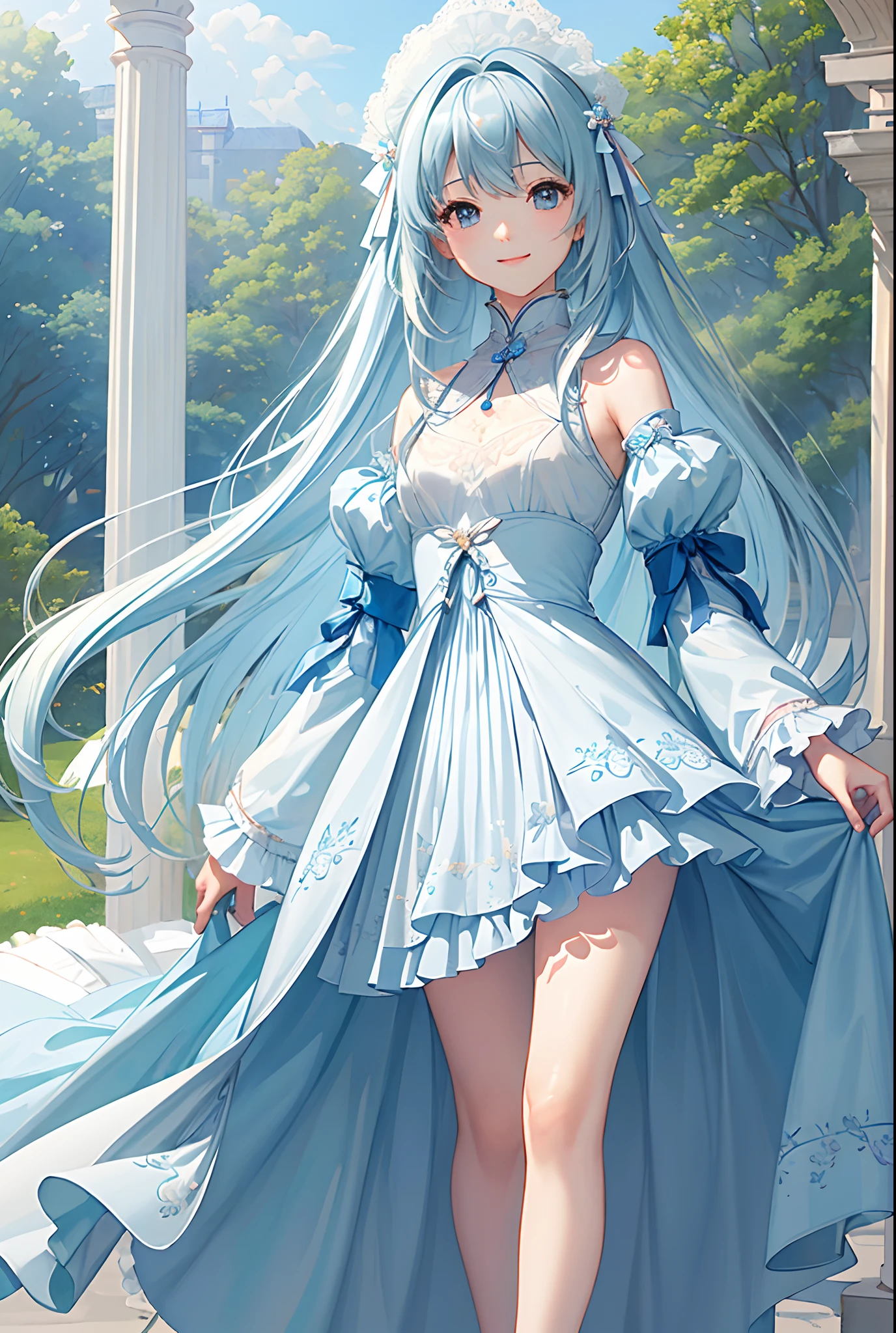 tmasterpiece,best qualtiy,1girll,Confectionery,White sunlight,with light glowing,adolable,magical,edge lit,blue color eyes,upper legs,youthfulness