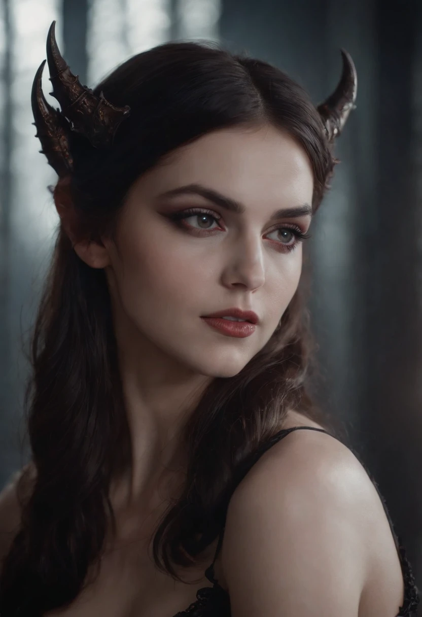 The dark beauty of the succubus,up close photo of 1girl,upper body