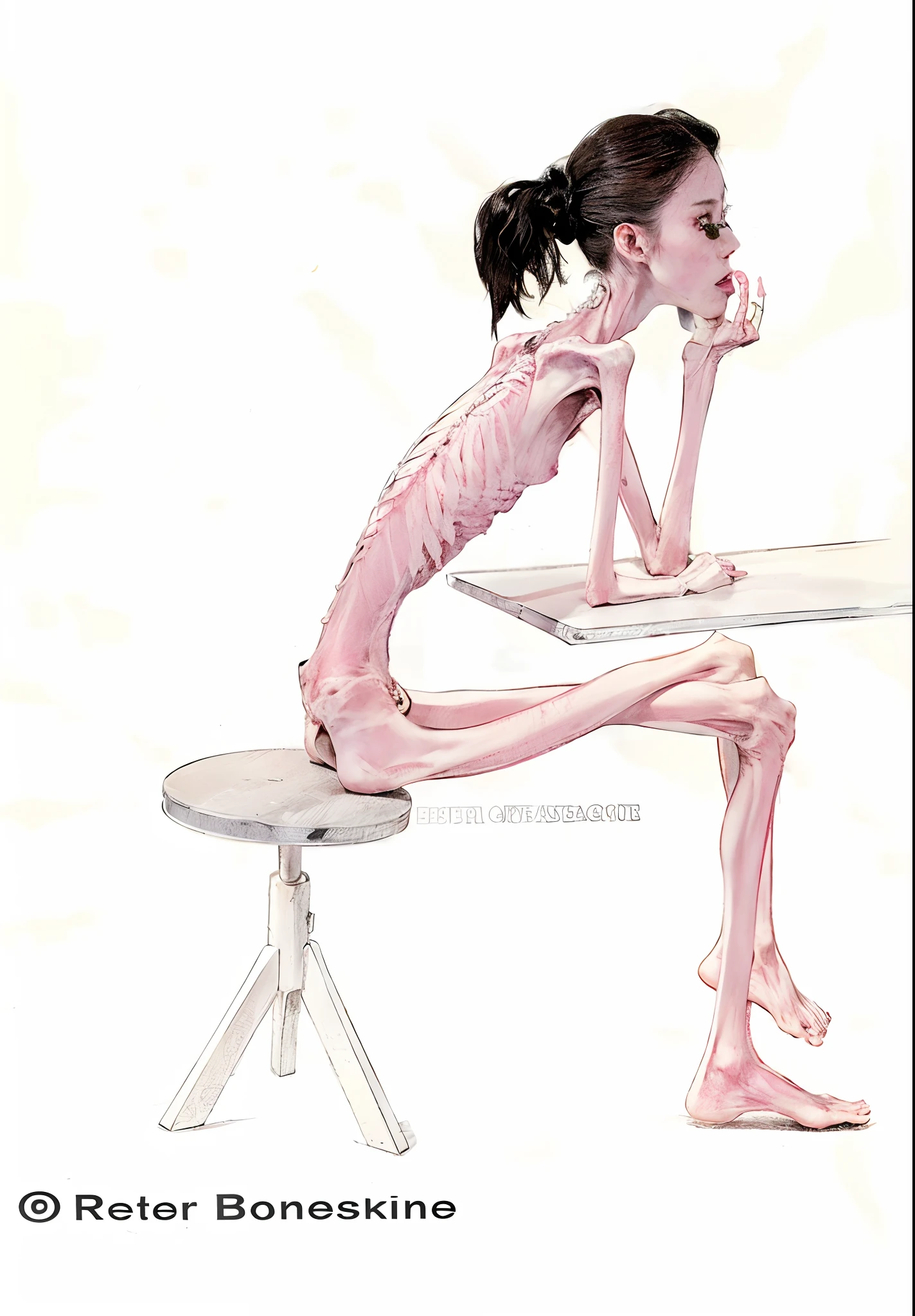 emaciated,femele,鎖骨,sternum,the ribs,pelvic bone,dented,hunger