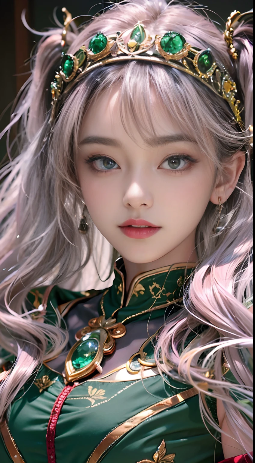 Masterpiece, best picture quality, high quality, beautiful woman, Japanese, popular Korean makeup, detailed, swollen eyes, detailed eyes, detailed skin, beautiful skin, ultra high resolution, (reality: 1.4),very beautiful, slightly younger face, beautiful skin, slender, (ultra realistic), (illustration), (high resolution), (8K), (very detailed) (best illustration), (beautifully detailed eyes), (super detailed), (wallpaper), (detailed face), looking at viewer, fine detail, detailed face, pureerosfaceace_v1, smiling, looking straight ahead, looking straight ahead, angle from waist up, realistic photo, bright lighting, professional lighting, black hair (some green), long hair, dark ruins, big red moon, gorgeous red and black dress, mature woman, long stylish bangs,