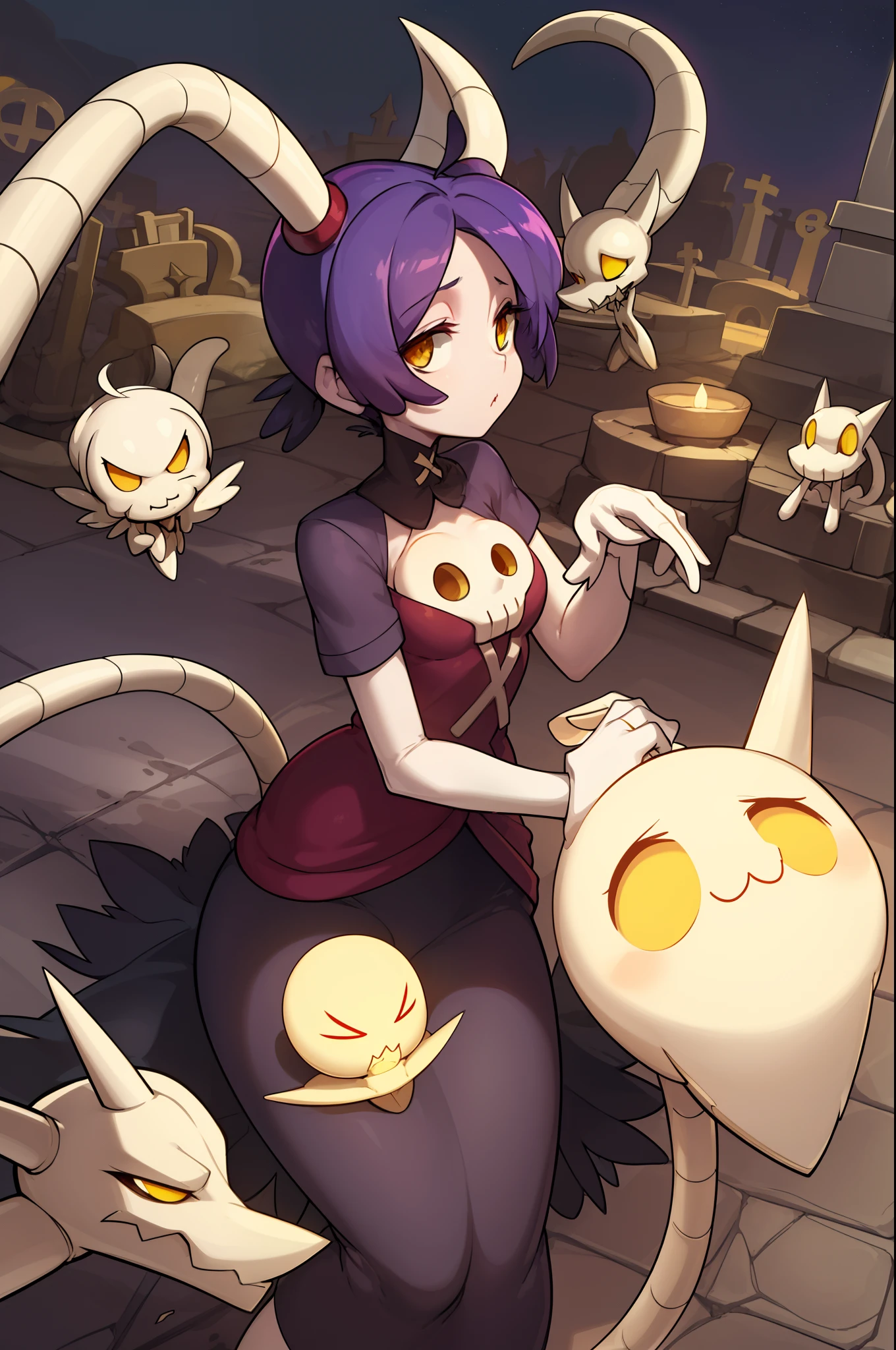 squigly, con pelo cafe, cementerio de noche con luna. que sea un wallpaper para pc