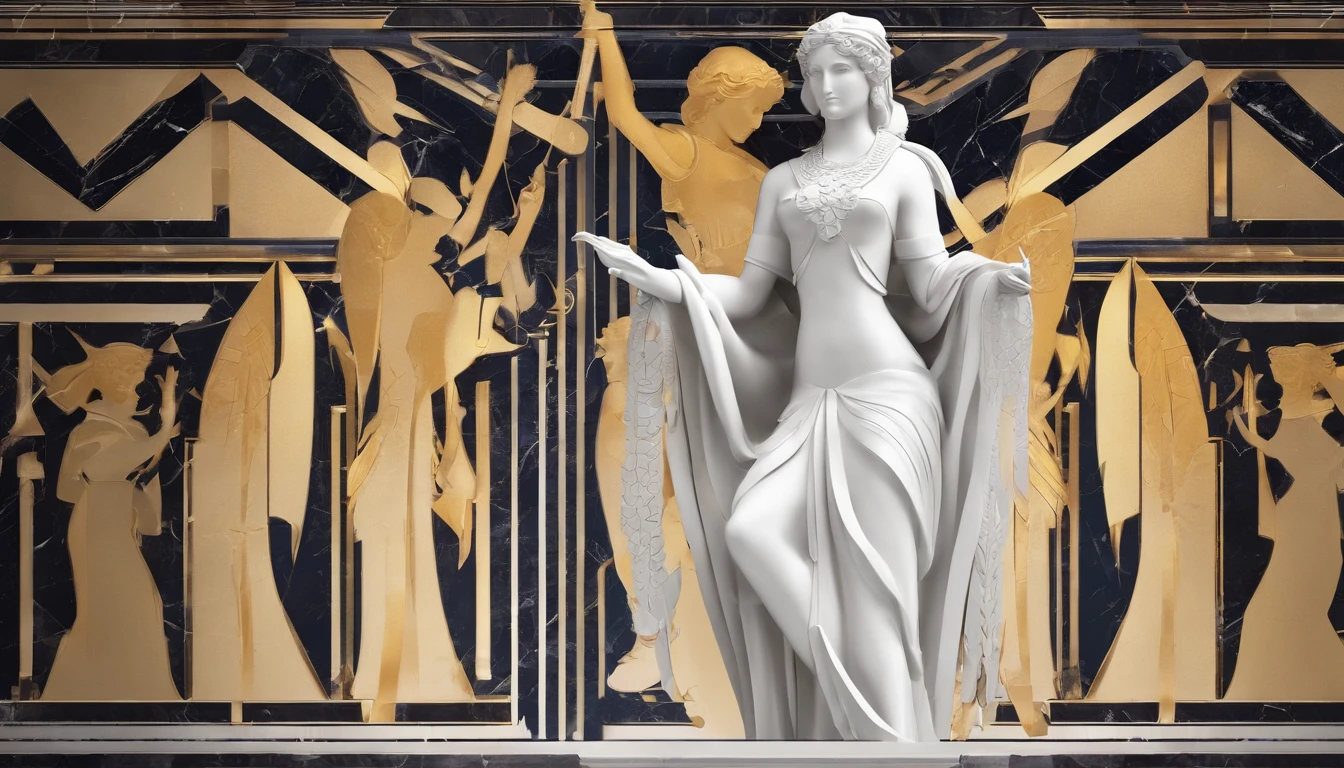 A white marble statue of a woman wearing Athenian clothing
