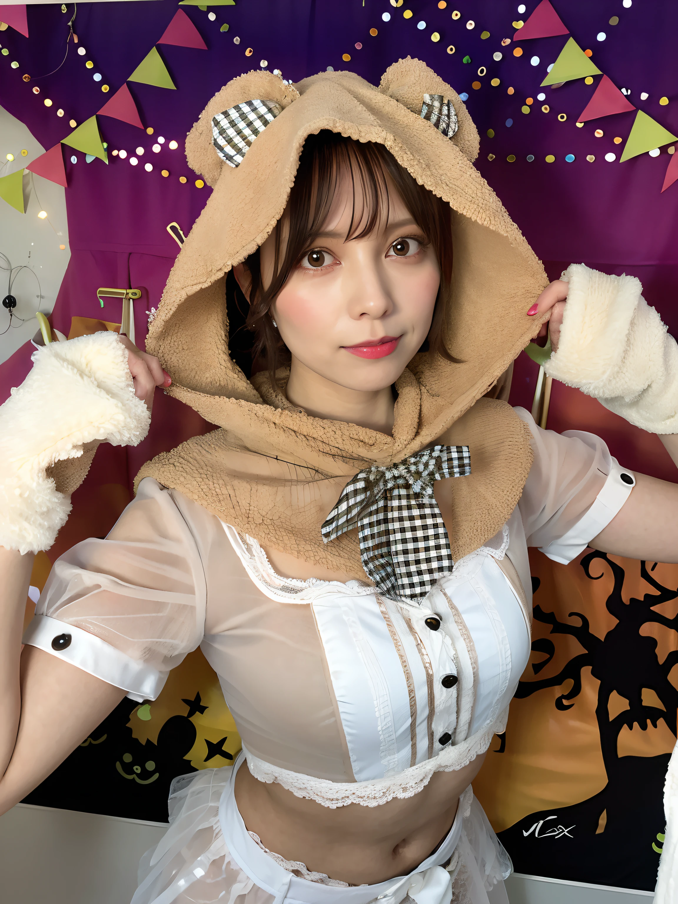 Alafe in costume with hood and gloves, 🍂 Cute, kemonomimi, in a halloween style, けもの, shikamimi, Lori, sakimichan, deayami kojima, Rin, 🍁 Cute, chiho, Shiori Teshirogi, 🚿🗝📝