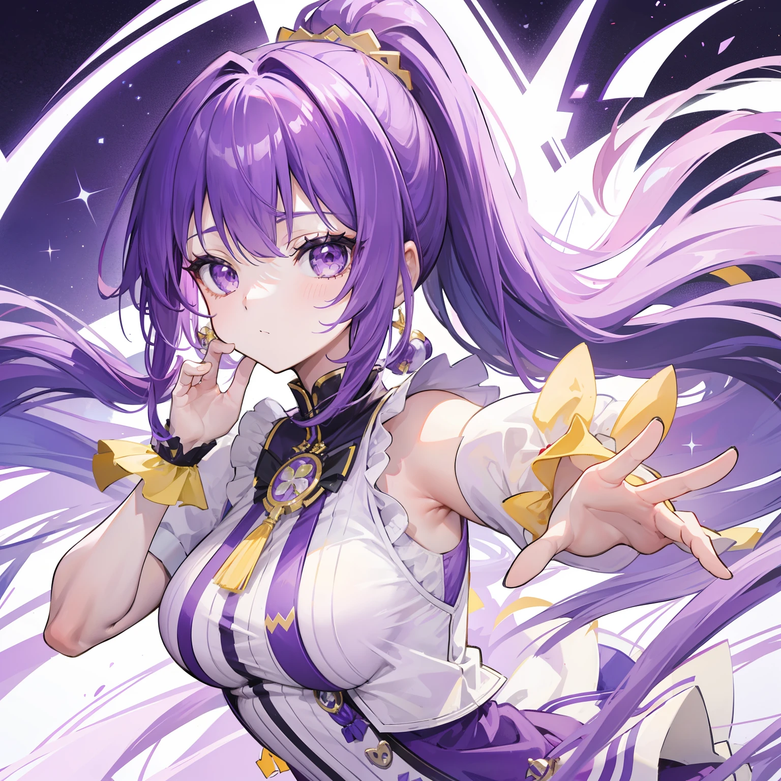 Black background with spotlight, Long eyelashes,
Black background with spotlight, White jacket、White mini skirt、Nitocris, beautiful girl、Raise your arm and show your armpit., Brown Skin