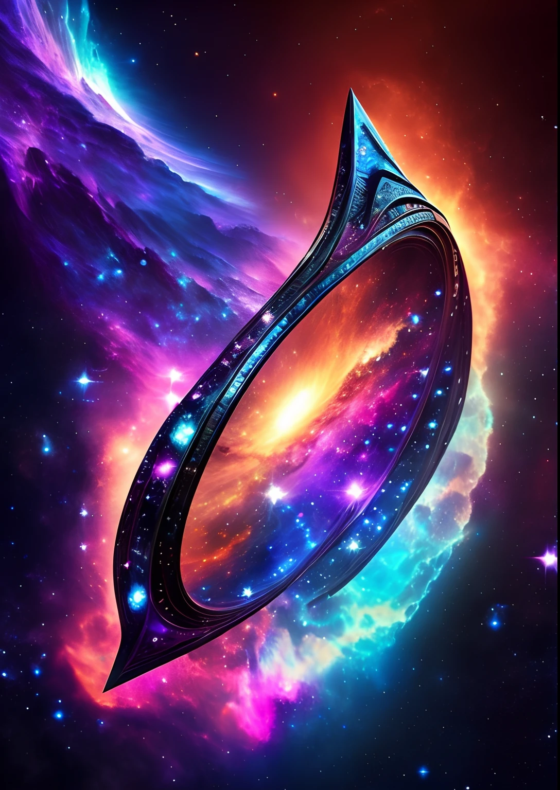 dreamlikeart, galaxy, outer space, nebula, star, [cyberpunked] Xylophone from the Stars (star:1.5),
