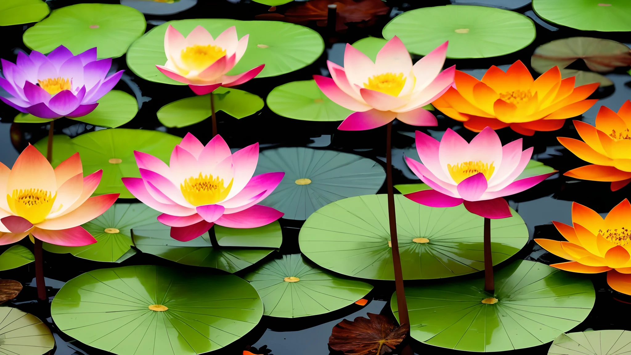 Rainbow after rain,Colorful sunset,Lotus,Dried lotus leaves,There is only one lotus flower