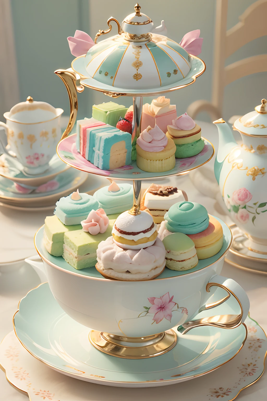 afternoon tea, pastel colors