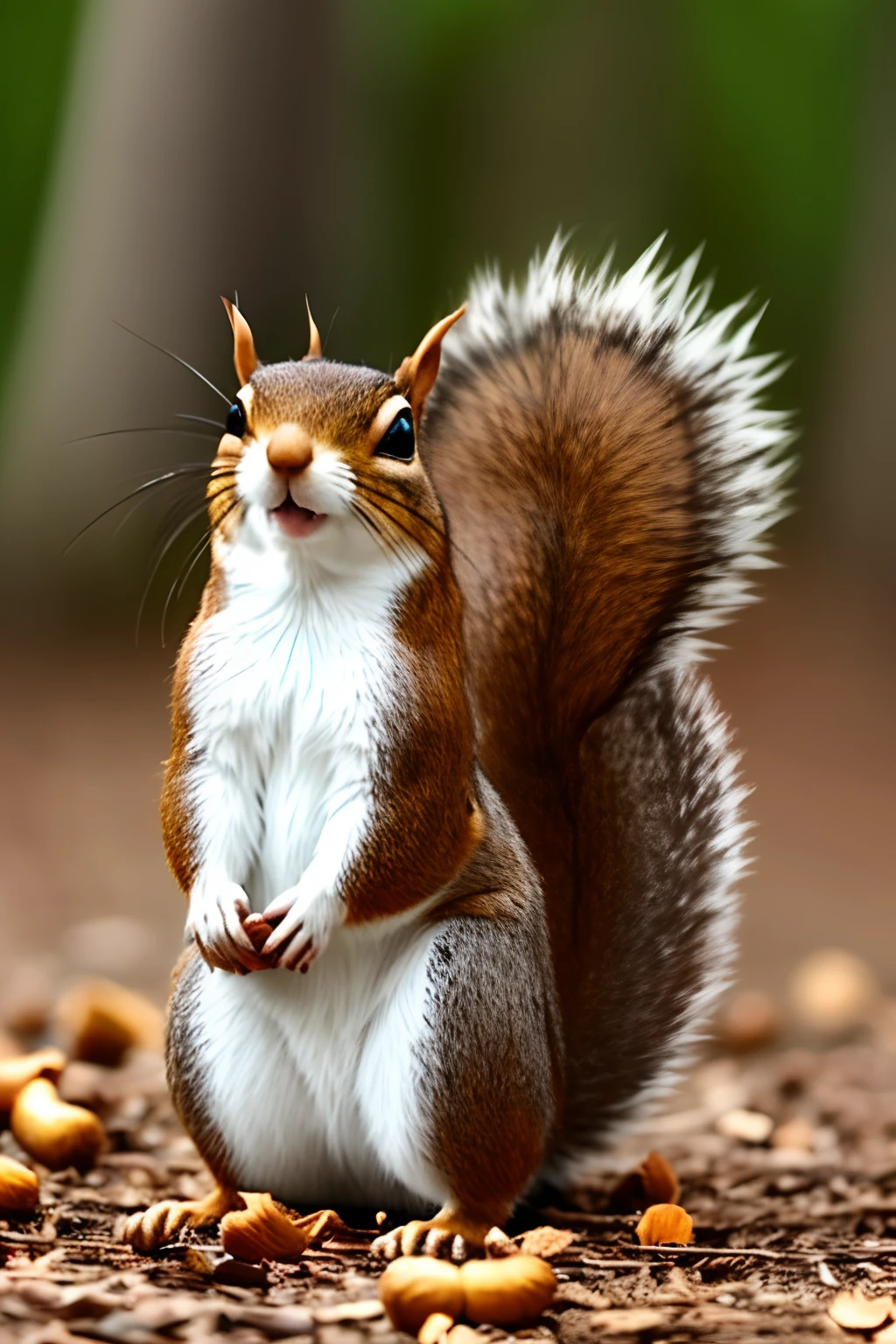 Squirrel eating cute acorns