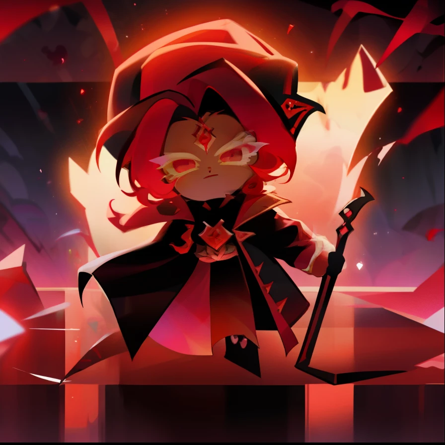 Male Cookie run Oc Based on Black Rose Dragon from Yu-Gi-Oh 5D's, Red hair, black clothes, high quality, masterpiece,high Aesthetic