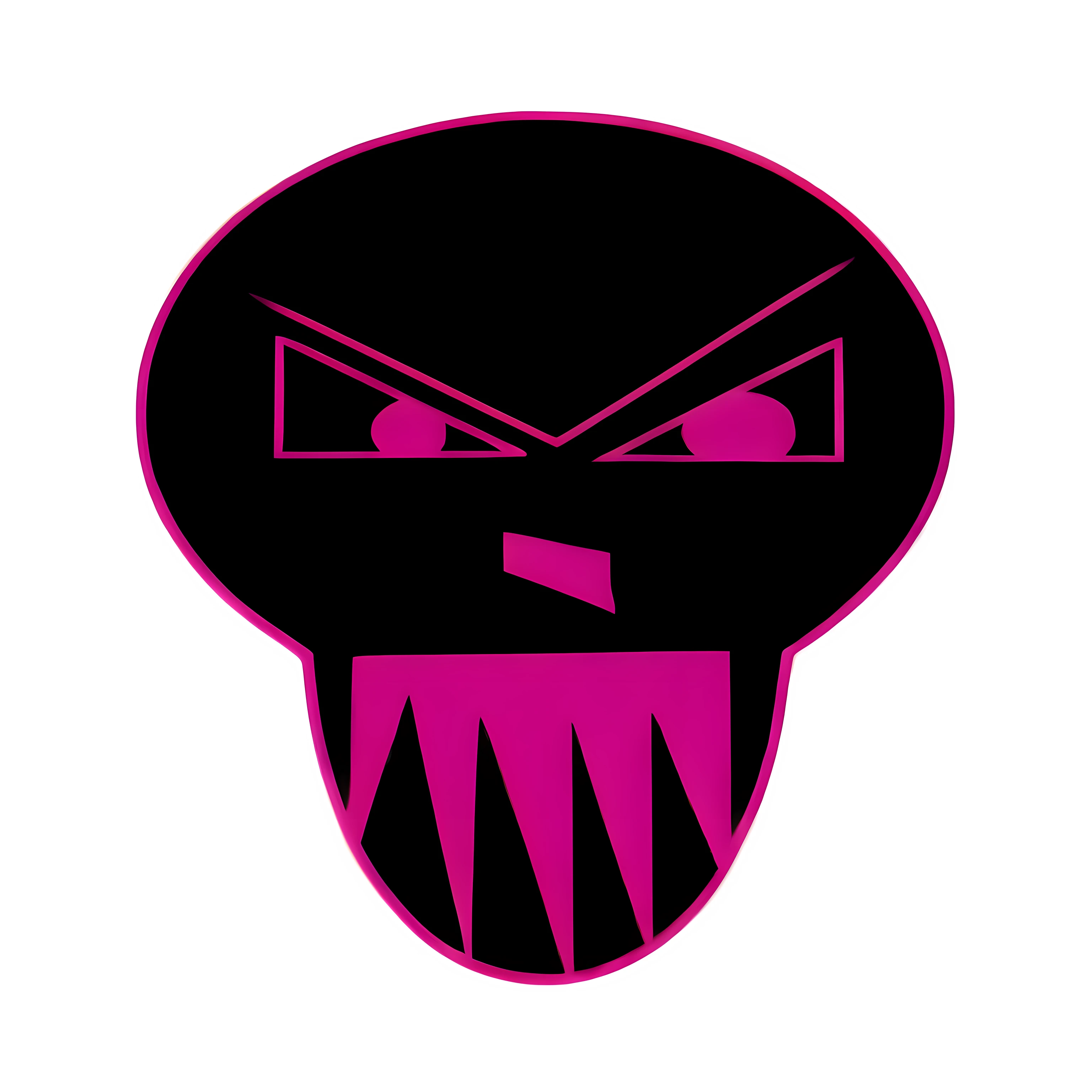 a close up of a skull with a pink face on a dark background, skullish, pink face, skull face, skull, spooky cartoon skull, skull like, skull head, pink angry bubble, glowing pink face, ((skull)), skull design girl, featuring pink brains, neonpunk, deathpunk, punk grim reaper, pink iconic character, cyberpunk style