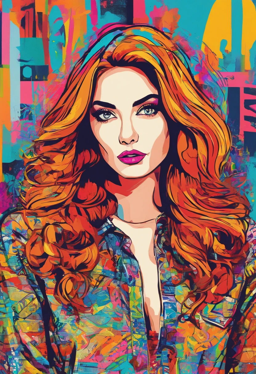 Retrato de uma mulher linda atraente, usando uma blusa de moletom,inspirada em "Karen Gillan", trending on art station, estilo de rua, Pose intimidadora, roupas com moda, arte de rua