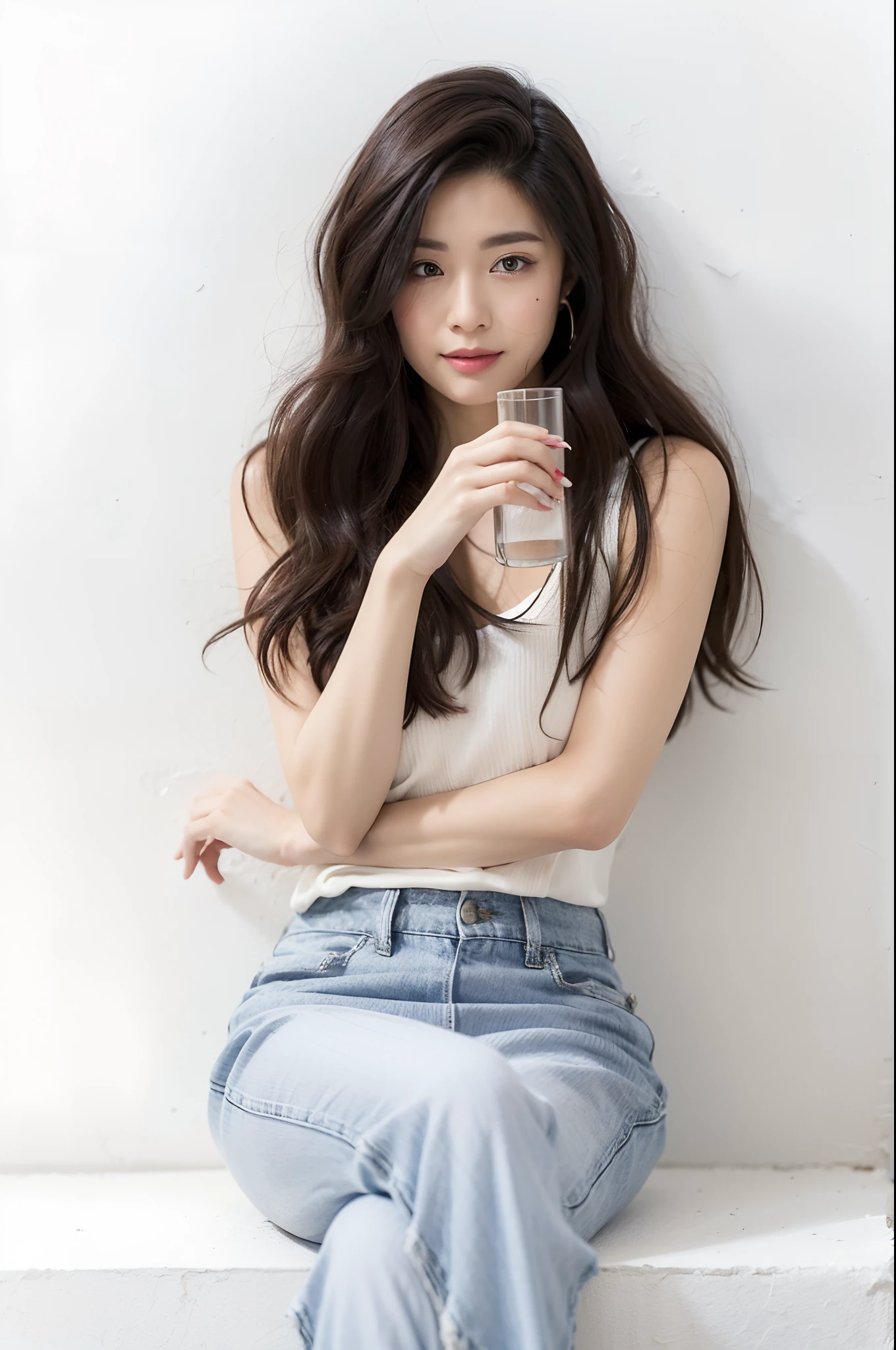 (((Medium hair))), best qualtiy, 8K, hdr, A high resolution, absurderes:1.2, blur backgroun, Background bokeh:1.2, photography of, (RAW photo:1.2), (真实感:1.4), (Masterpiece:1.3), (complexdetails:1.2), 1girll, 独奏, japanaese girl, delicated, Beautiful detailed, (Delicate double eyelids), (Detailed facial features), Bigboobs, (((Large breasts))), Skin Firm, (Looking_at_peeping at the viewer), From_Front, (being thin),(best qualtiy:1.4),(超A high resolution:1.2),cinematic lighitnglamplight,(Extremely detailed illustration),(Gloss on lips,best qualtiy,超A high resolution,depth of fields,Caustics,Extensive illumination,naturalshadow,85mm, f/1.4, iso 200, 1/160s:0.75),1girll, Solo, (((Silk vest))) Smile, ((silk garment,pleatedskirt,Classroom))