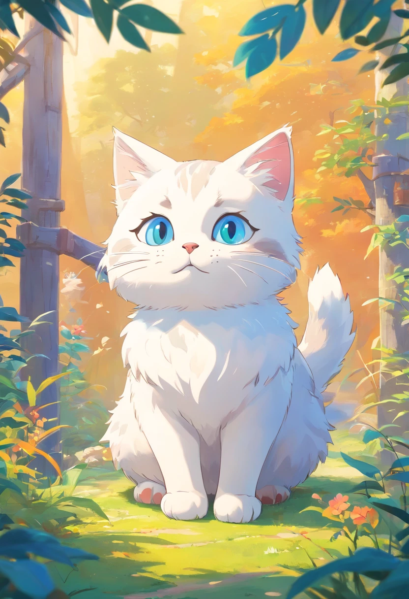 A detailed illustration kitten, in the style of Studio Ghibli, pastel tetradic colors, 3D vector art, cute and quirky, watercolor effect, bokeh, Adobe Illustrator, hand-drawn, digital painting, low-poly, soft lighting, bird's-eye view, isometric style, retro aesthetic, focused on the character, 4K resolution, photorealistic rendering, using Cinema 4D, white background, flat white background