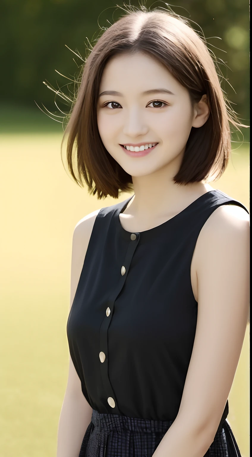 portlate、in 8K、hightquality、Realistic photo images、18year old、A Japanese Lady、Neat and clean college student、small tits、Reproduce natural and realistic eyes、Japan Person Stand、Beautiful black hair、Shorthair、light make-up、octan render、beautiful  lighting、Composition of the golden ratio、Everyday clothes、dressed casually、Natural background、blured background、age、Pure Japan human features、Lovely young woman、The upper part of the body、small tits、Light makeup、Suppin、Neat and clean beauty、A MILF、Sober clothing、pink there、Gray color、A slight smil、A dark-haired、Small black eyes、Background bokeh