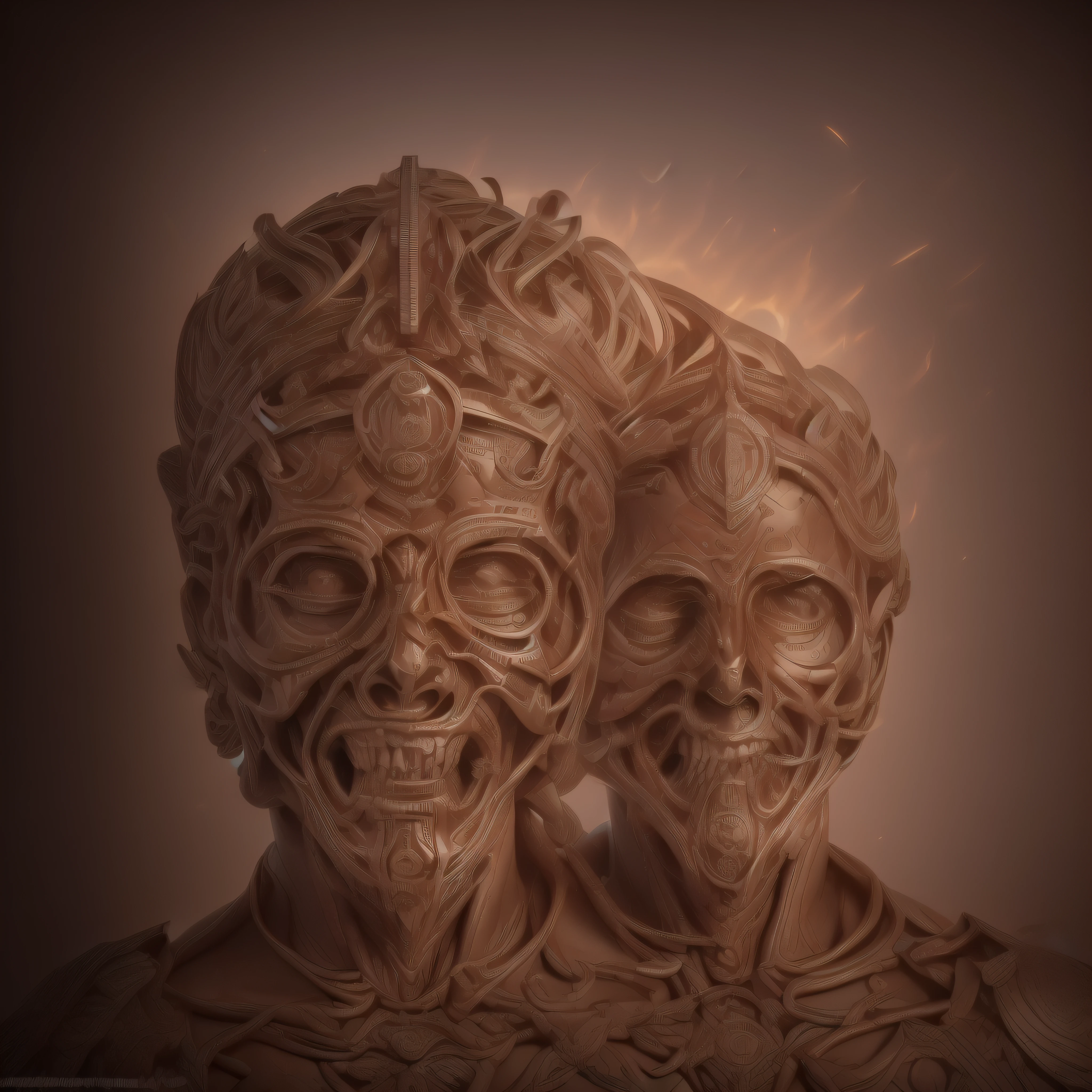 (extremadamente detallado, obra maestra, La mejor calidad, foto antigua, principios de siglo, VHS Aesthetics) demonio con ocho cuernos en la cabeza, sin ojos, sonriente, colmillos afilados, cuerpo realista, carne humeda. garras afilada. Light Volumetric