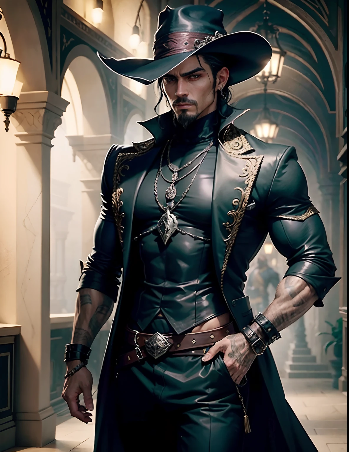 dnd, male gender, Bandido, vestido, totalmente vestido, Roupas de bandidos, perigoso, dreadful, Person, Gangster outfit, bandido , Besta , cimitarra, magro, Asma, muito magro, without muscles