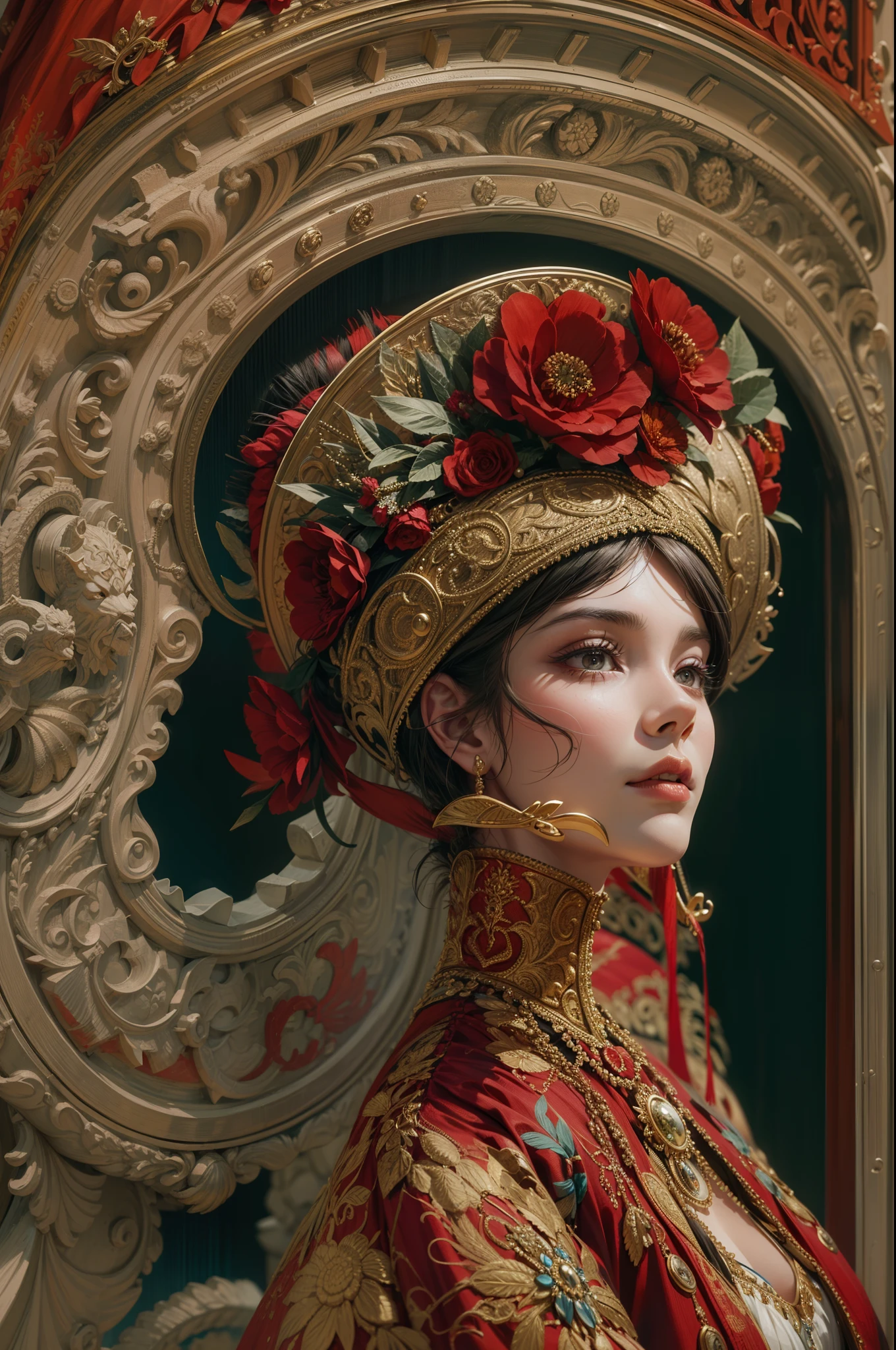 A woman in matador suite, hyperdetailed, intricate details, high_res