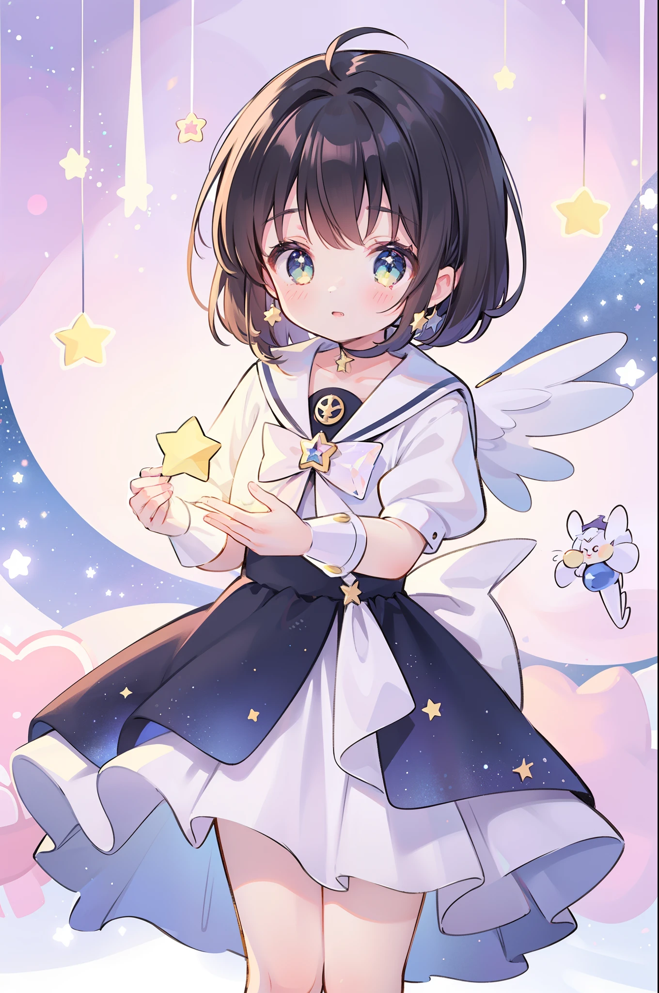 masterpiece, best quality, 1girl, ((magical girl holding a glowing crystal star, detailed magical girl costume)), pretty cure, star guardian, (Cardcaptor sakura), puella magi madoka magica, sailor moon, colorful gems, crystals, sparkling, bright colors
