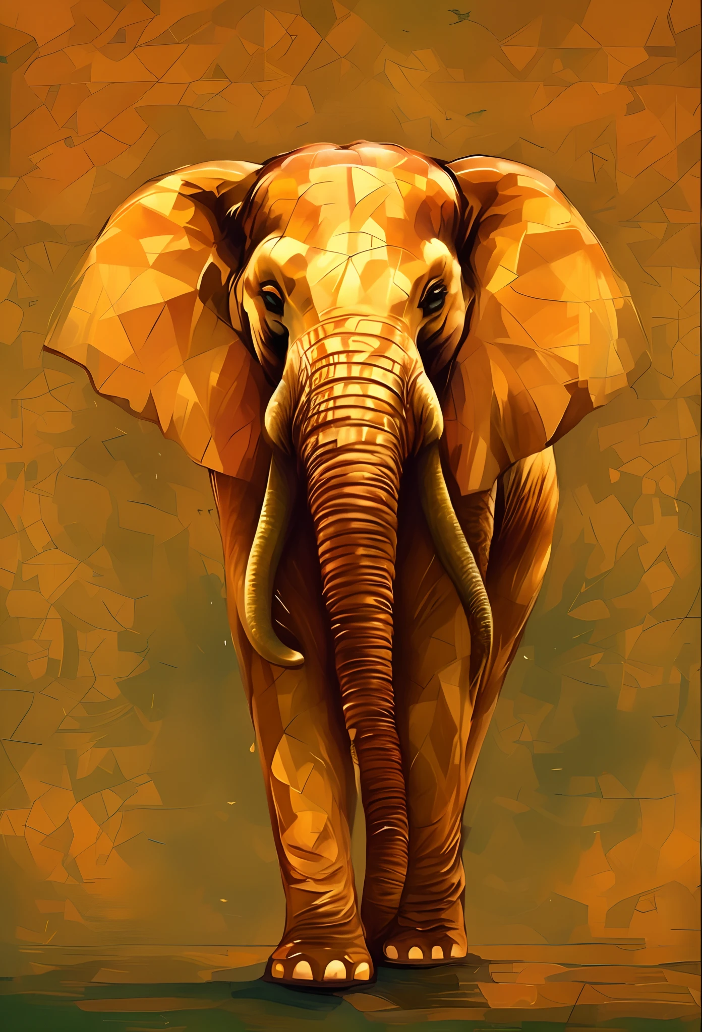 (Bright original elephant standing in front of a beautiful savanna forest, with birds flying), Arte ORIGINAL do elefante, pintura bonita de um alto, elefante, Arte de Alessandro Pautasso, meio elefante, Original e detalhes ricos, elefante na sala, Directed by: Jakob Gauermann, um elefante, Directed by: Jason Benjamin, Arte poligonal, Bela arte UHD 4K, Directed by: Daniel Taylor