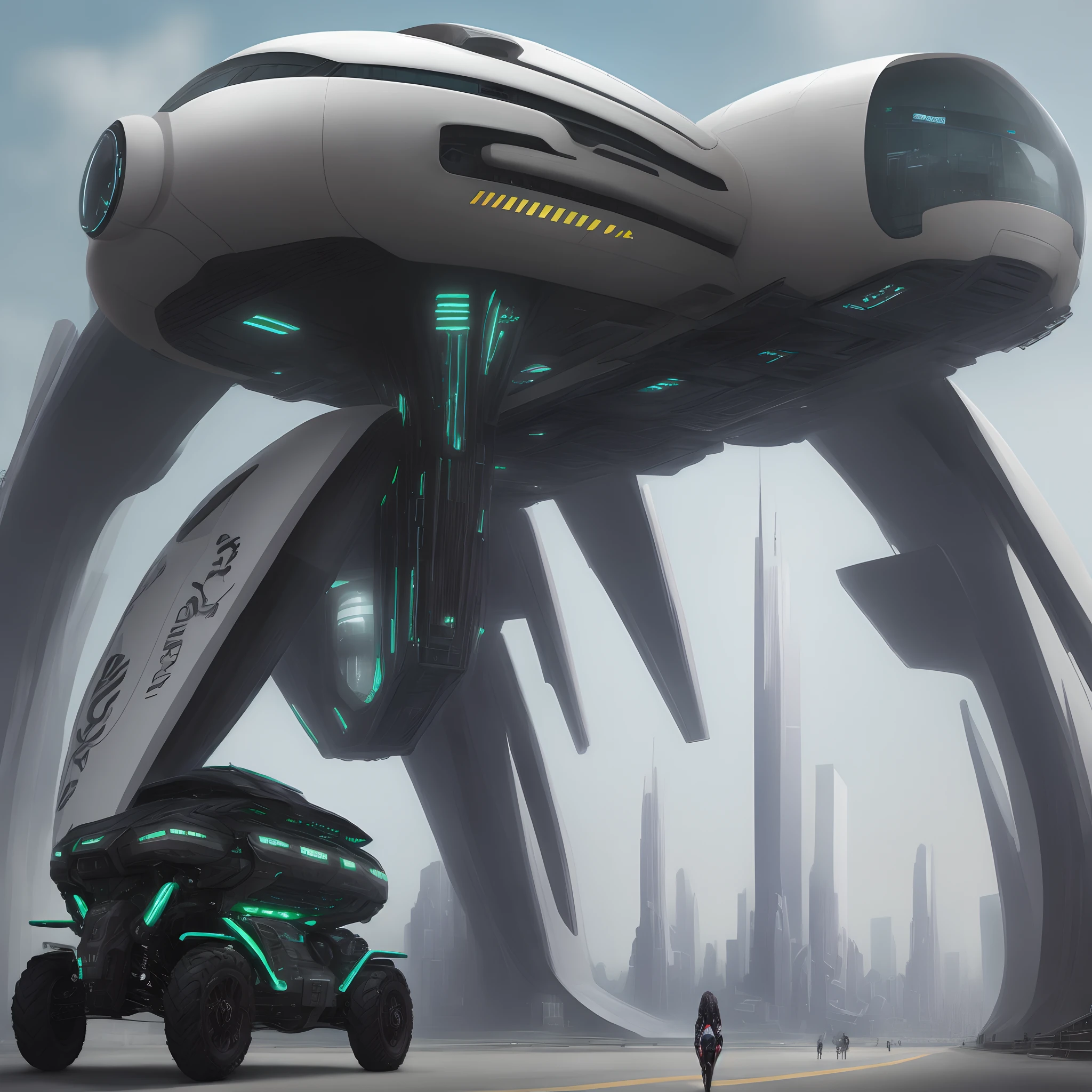 Futuristic City Vehicles Young Woman Sexy