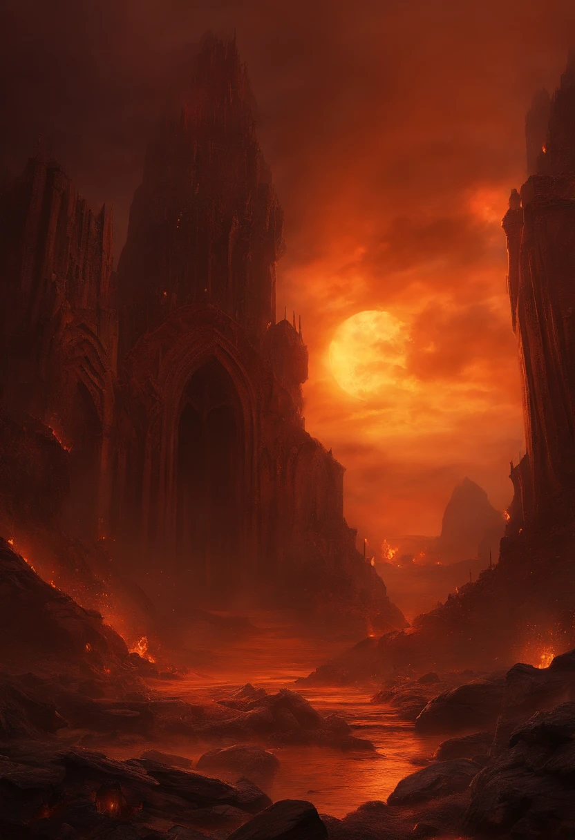 , paisagem do inferno, O fundo do inferno, A batalha final no inferno, Apocalyptic landscapes!!!!!, Mustafar, The Ruins of Hell, ! Apocalyptic landscapes!!, Soberbo D & D A Arte do Sol Escuro, Portas do Inferno, Portas do Inferno, arte conceitual de world of warcraft, Resgate do Submundo!!!!!!