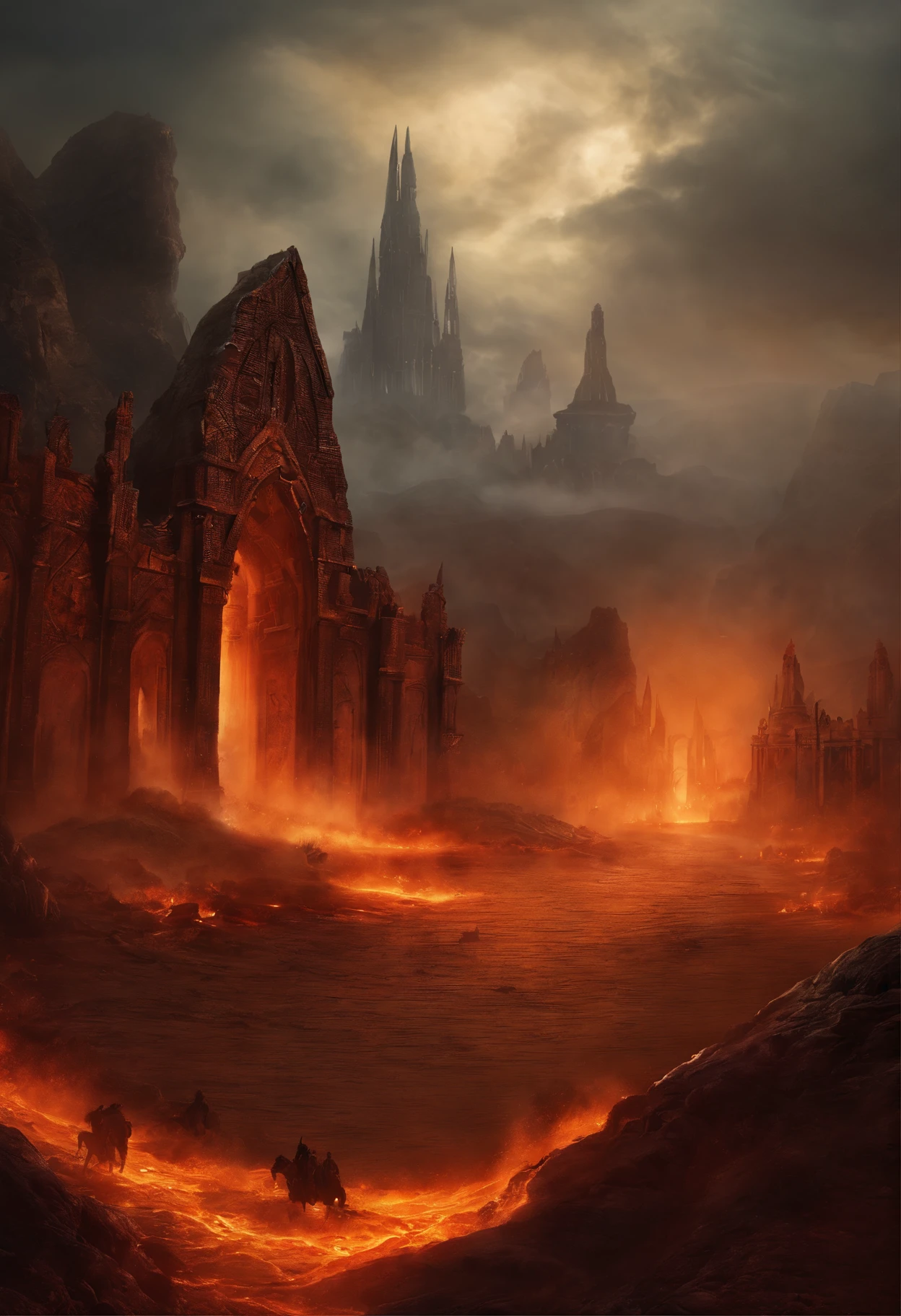 , paisagem do inferno, O fundo do inferno, A batalha final no inferno, Apocalyptic landscapes!!!!!, Mustafar, The Ruins of Hell, ! Apocalyptic landscapes!!, Soberbo D & D A Arte do Sol Escuro, Portas do Inferno, Portas do Inferno, arte conceitual de world of warcraft, Resgate do Submundo!!!!!!